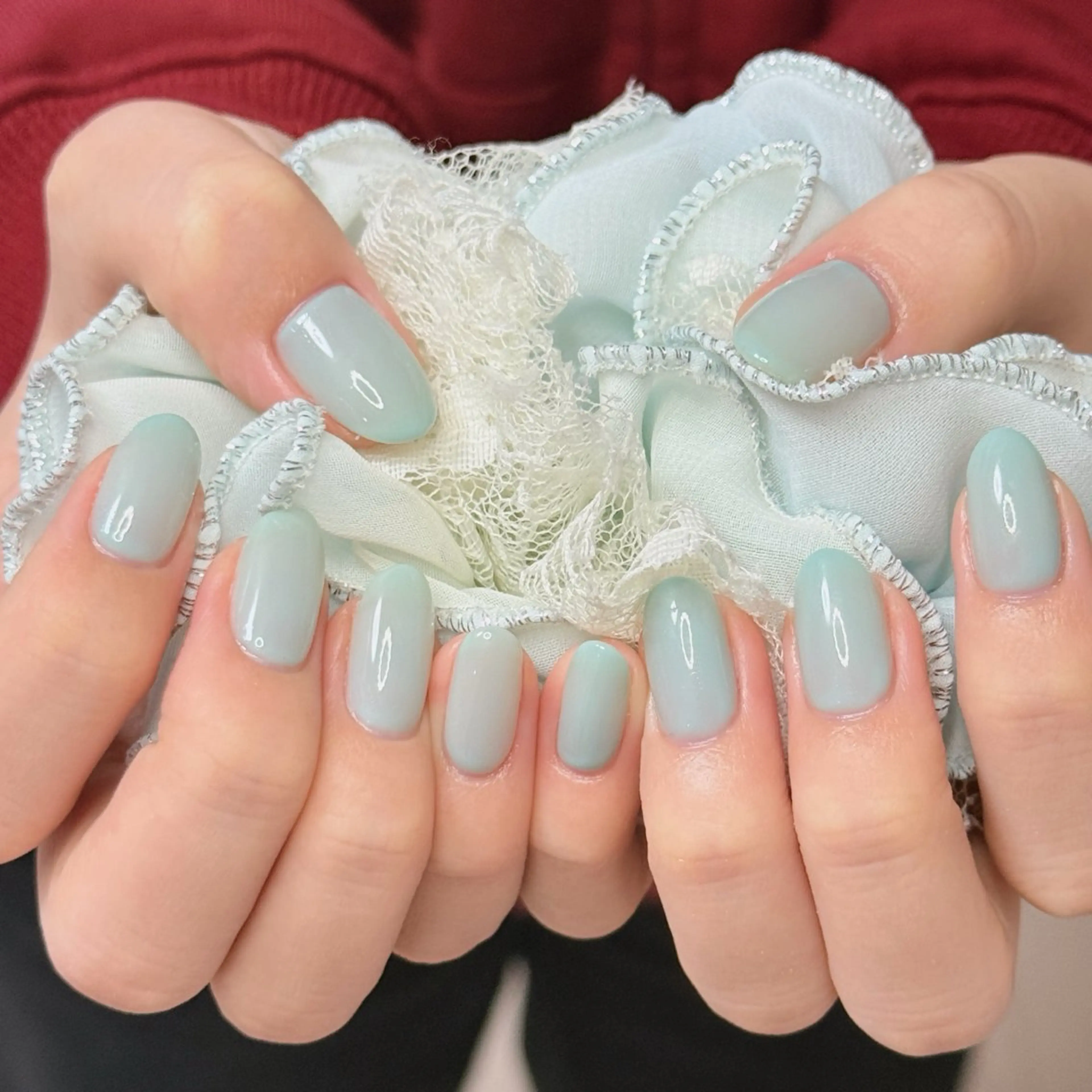 ネイル アートネイル オーロラネイル チークネイル フレンチネイル ガラスフレンチ ハンドネイル 🎀🎀YooLi Nail Salonのネイルデザイン