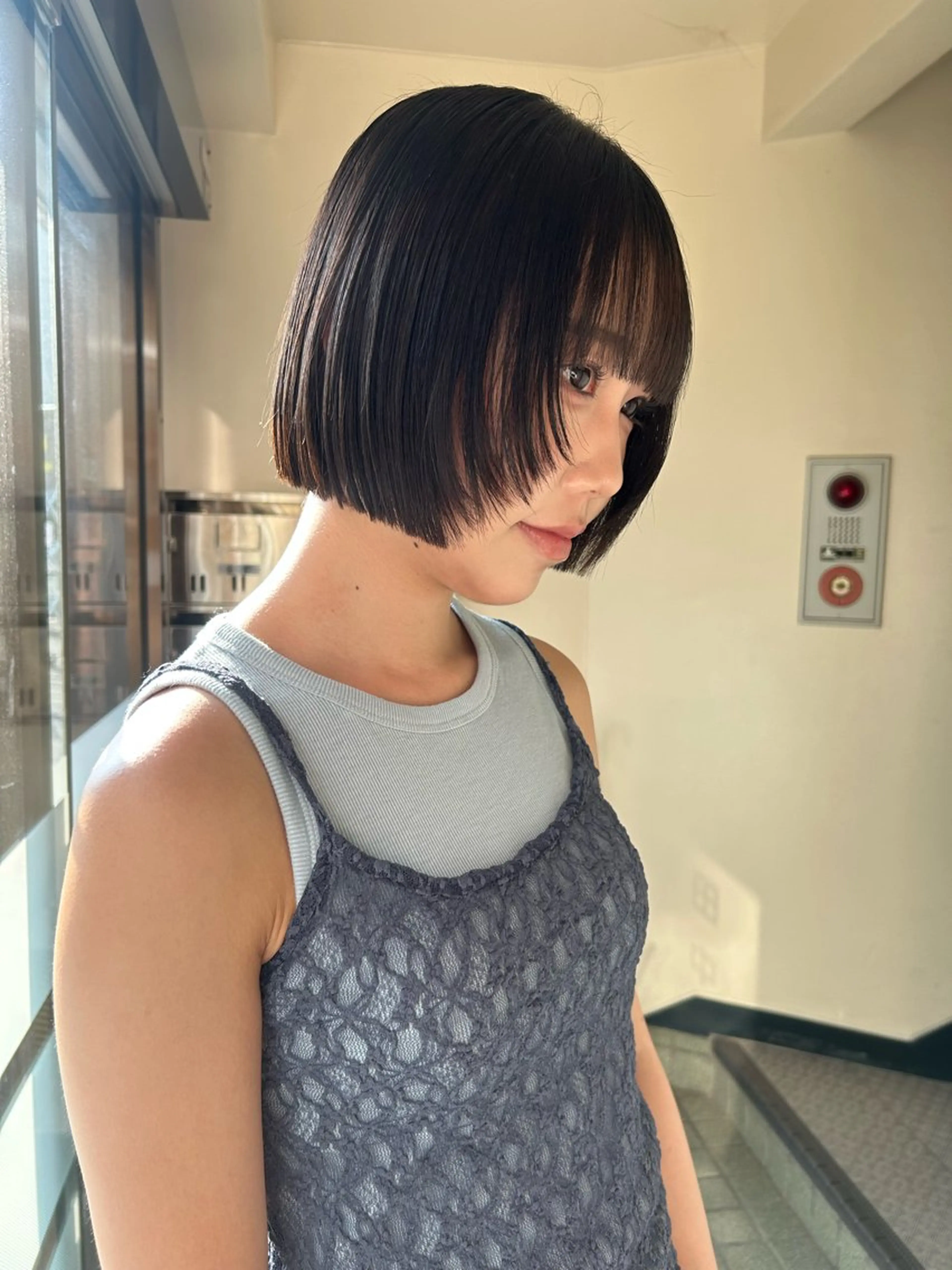 ショート ボブ 顔まわりレイヤー レイヤーカット カット トリートメント ☕️結【suii.】 ボブ/ヘアセット☕️のヘアスタイル