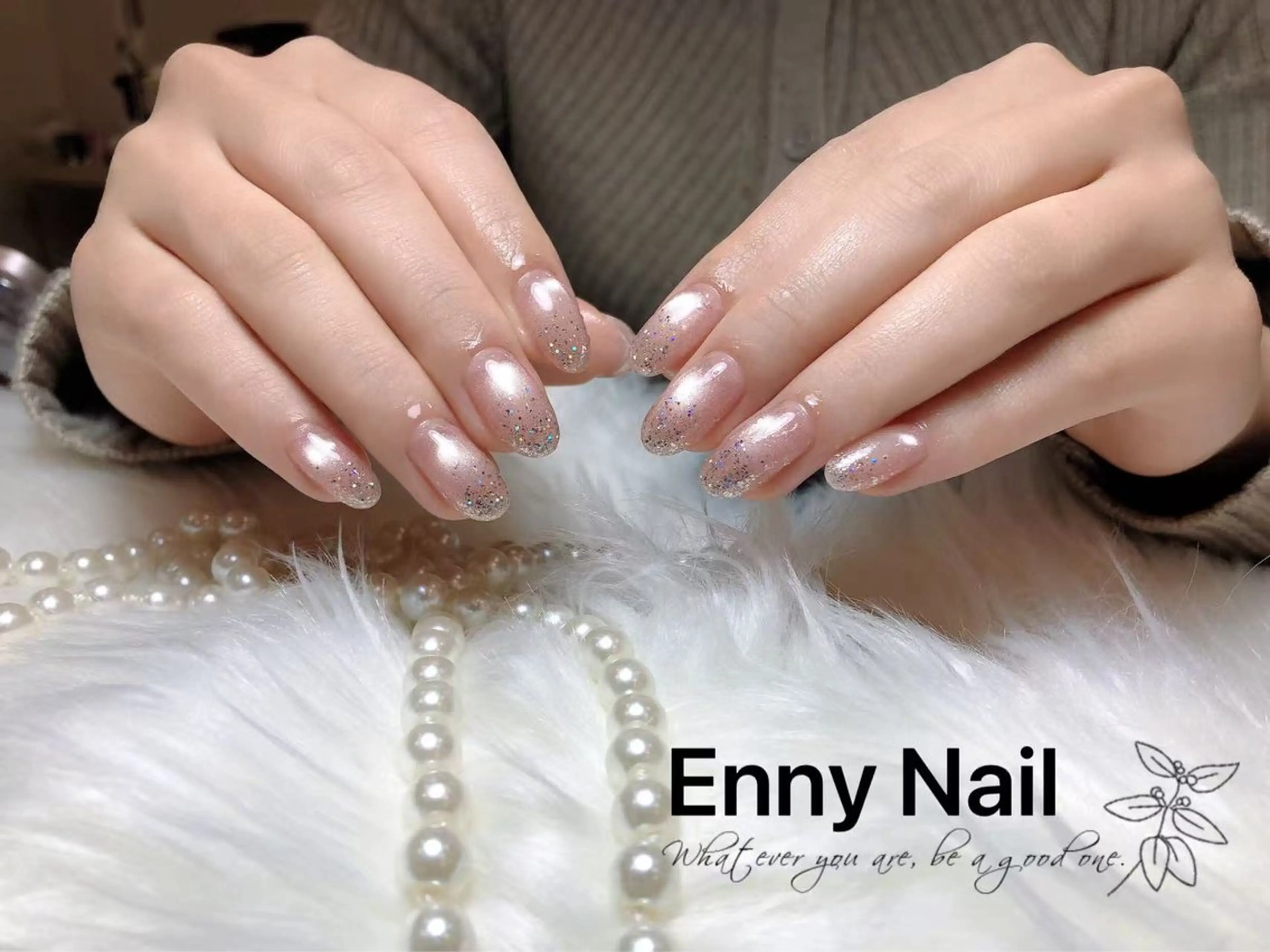 ネイル チークネイル フットネイル フレンチネイル ジェルネイル ガラスフレンチ Nailsalon Ennyのネイルデザイン