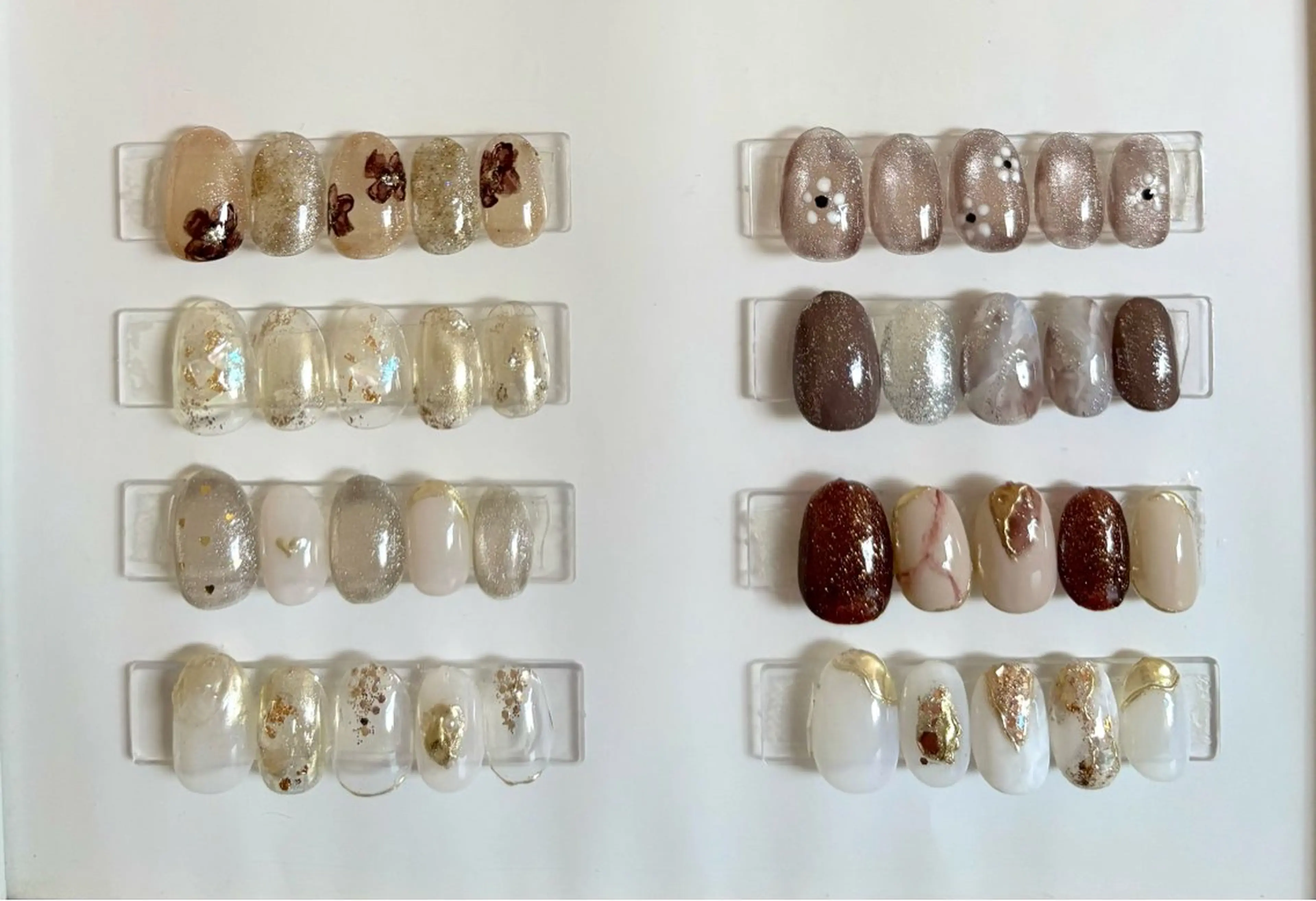 ネイル ブラウン フラワーネイル ゴールド マグネットネイル ニュアンスネイル ハンドネイル LUANA n'sのネイルデザイン