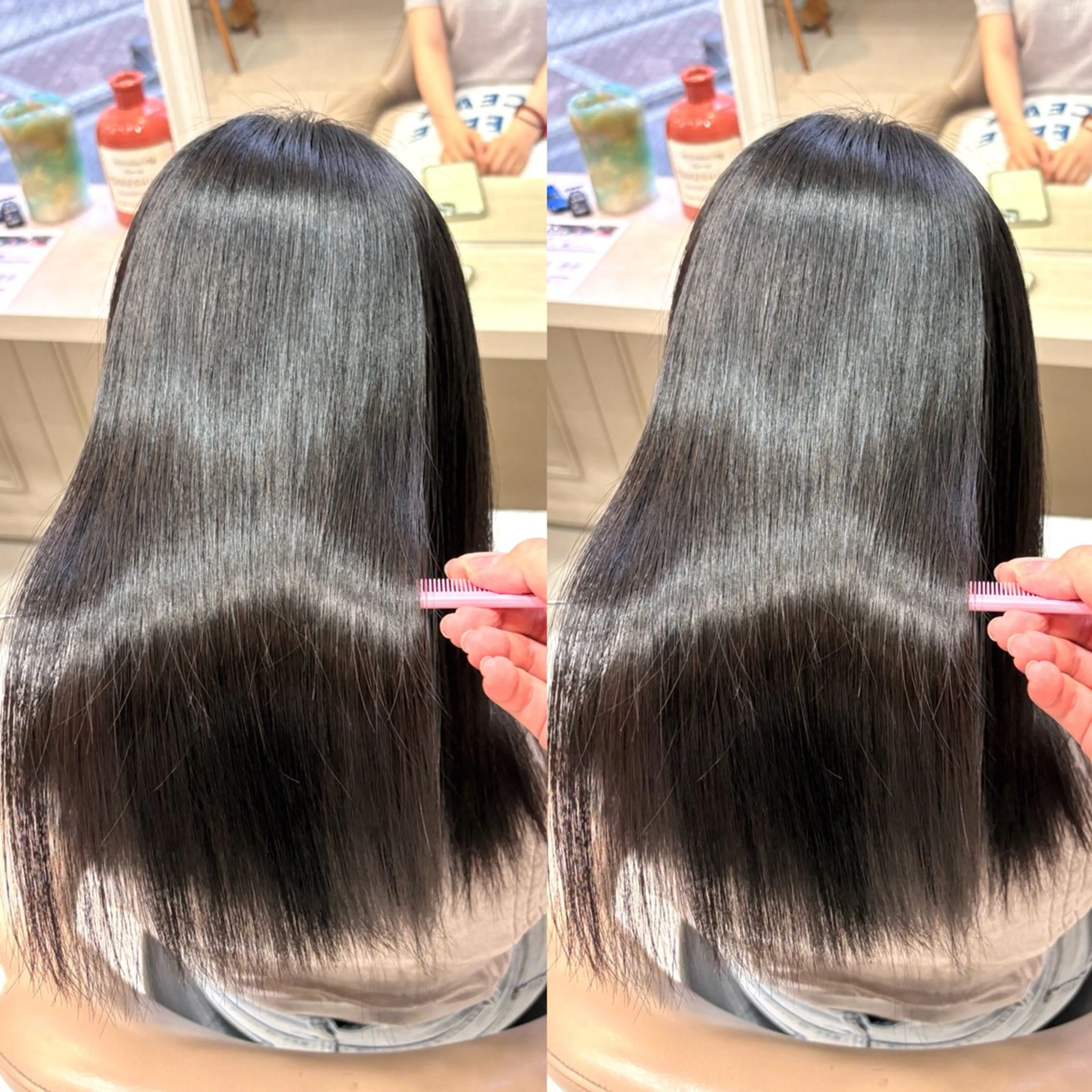 ロング 縮毛矯正 韓国レイヤー 暖色カラー/さくらのヘアスタイル