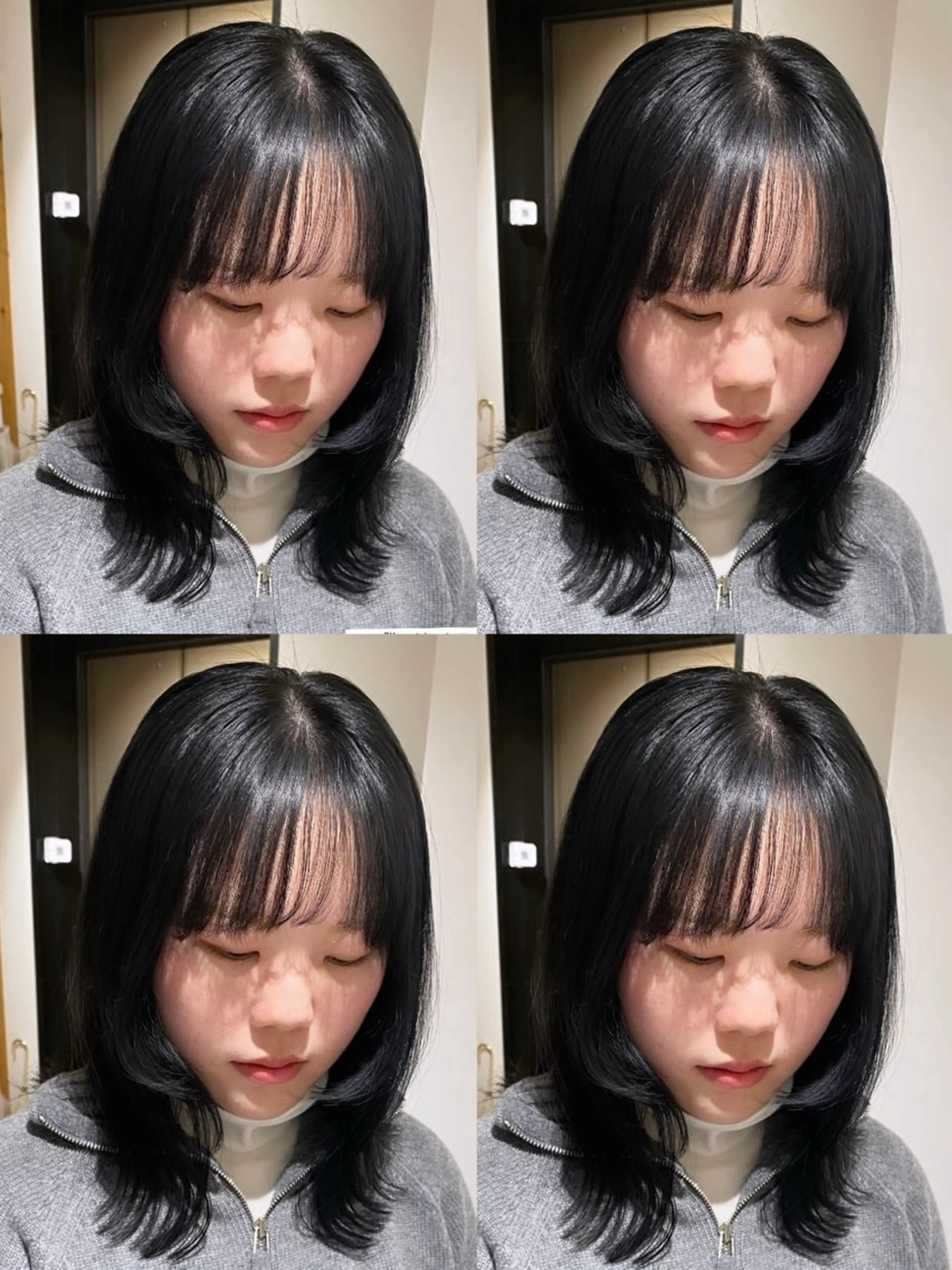 ミディアム カラー 黒髪 ウルフカット カット ヘアカラー トリートメント fier_umeda 梨花 rifaのヘアスタイル