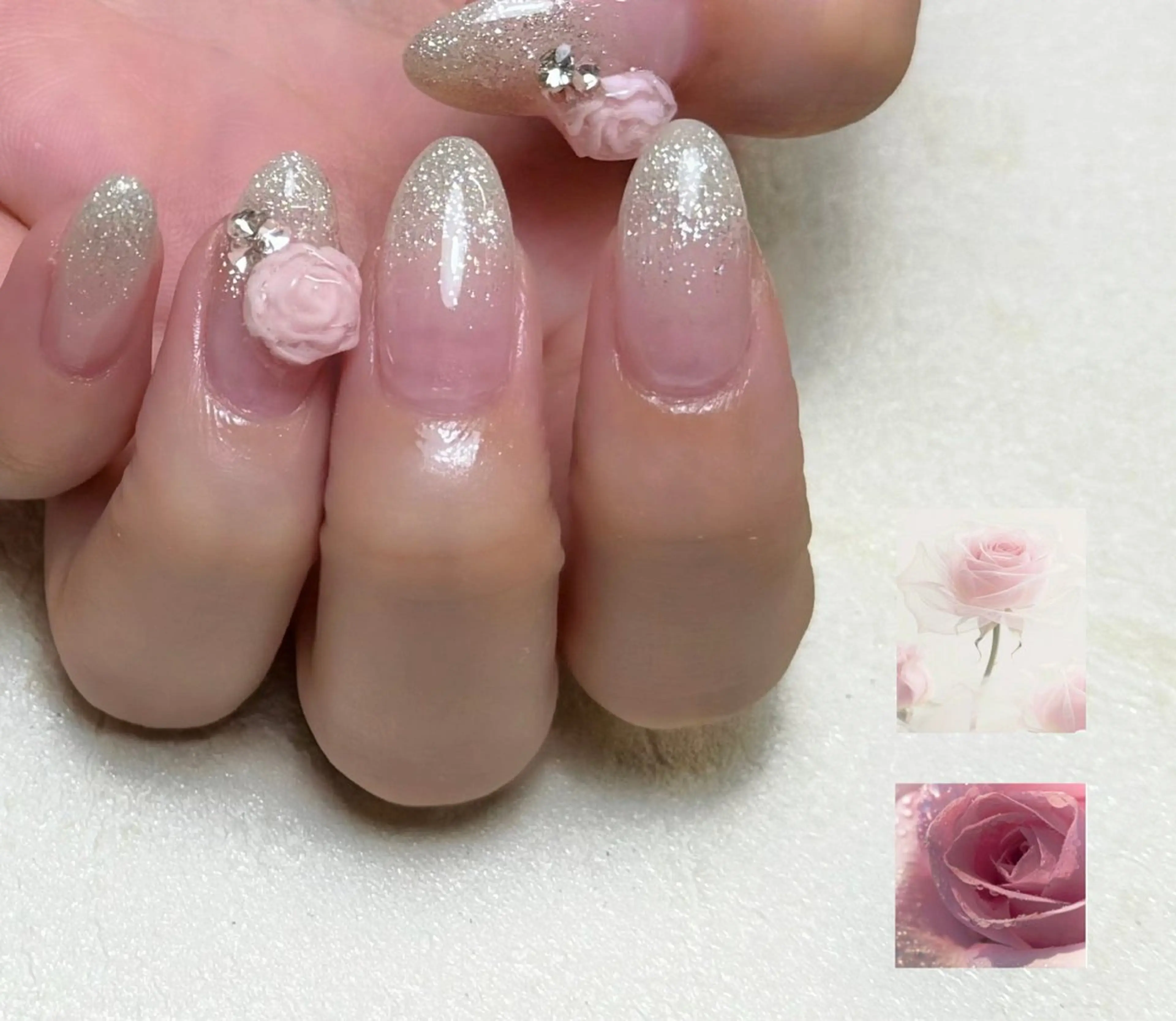 ネイル チークネイル 長さ出し フレンチネイル グラデーション キラキラネイル 中野駅から2分 MEO NAILのネイルデザイン