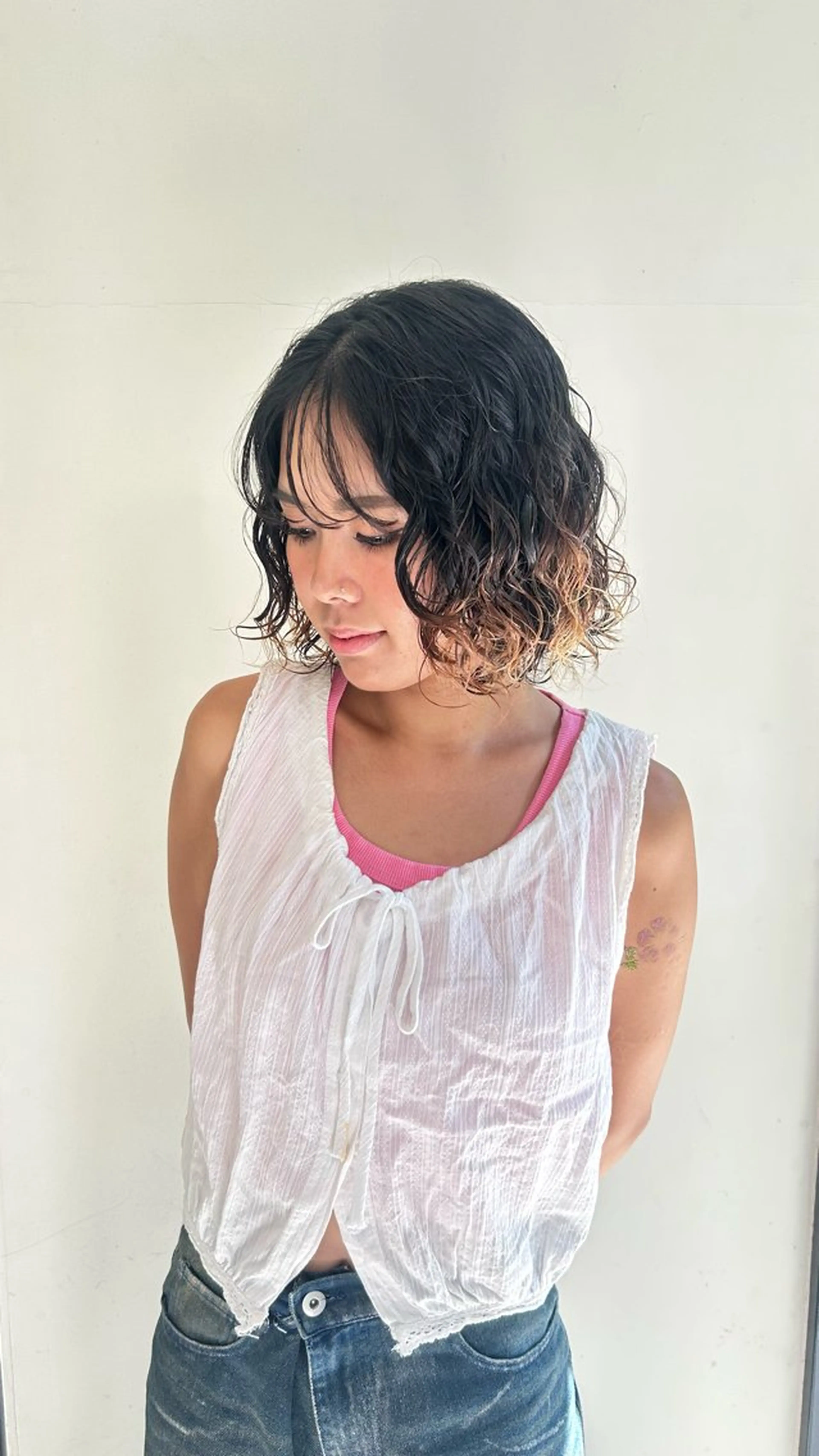 ミディアム パーマ ミディアムパーマ カット パーマ ボブレイヤー/ ブリーチ/miyuuのヘアスタイル