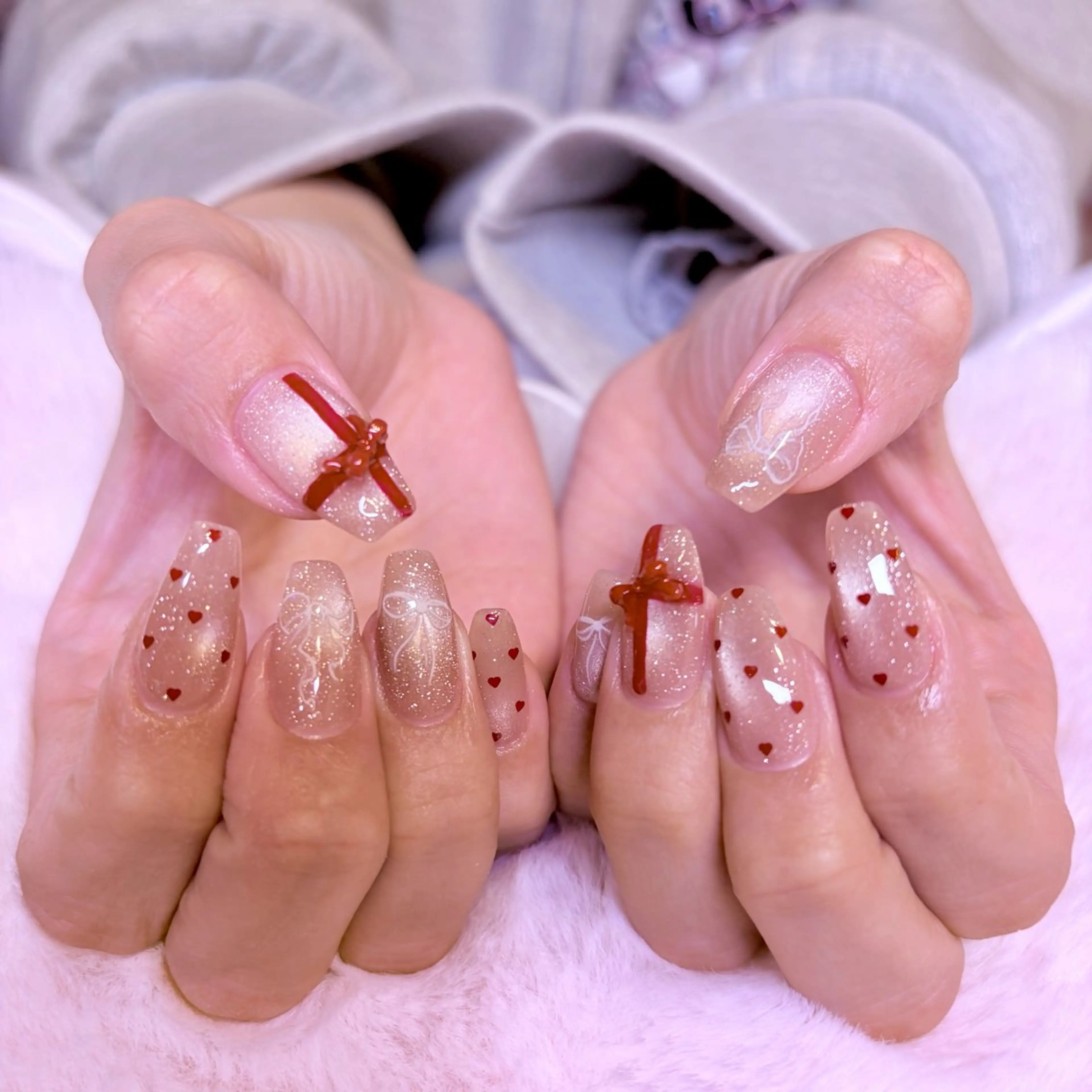 ネイル バレンタイン ハンドネイル nail salon e'mu💐のネイルデザイン