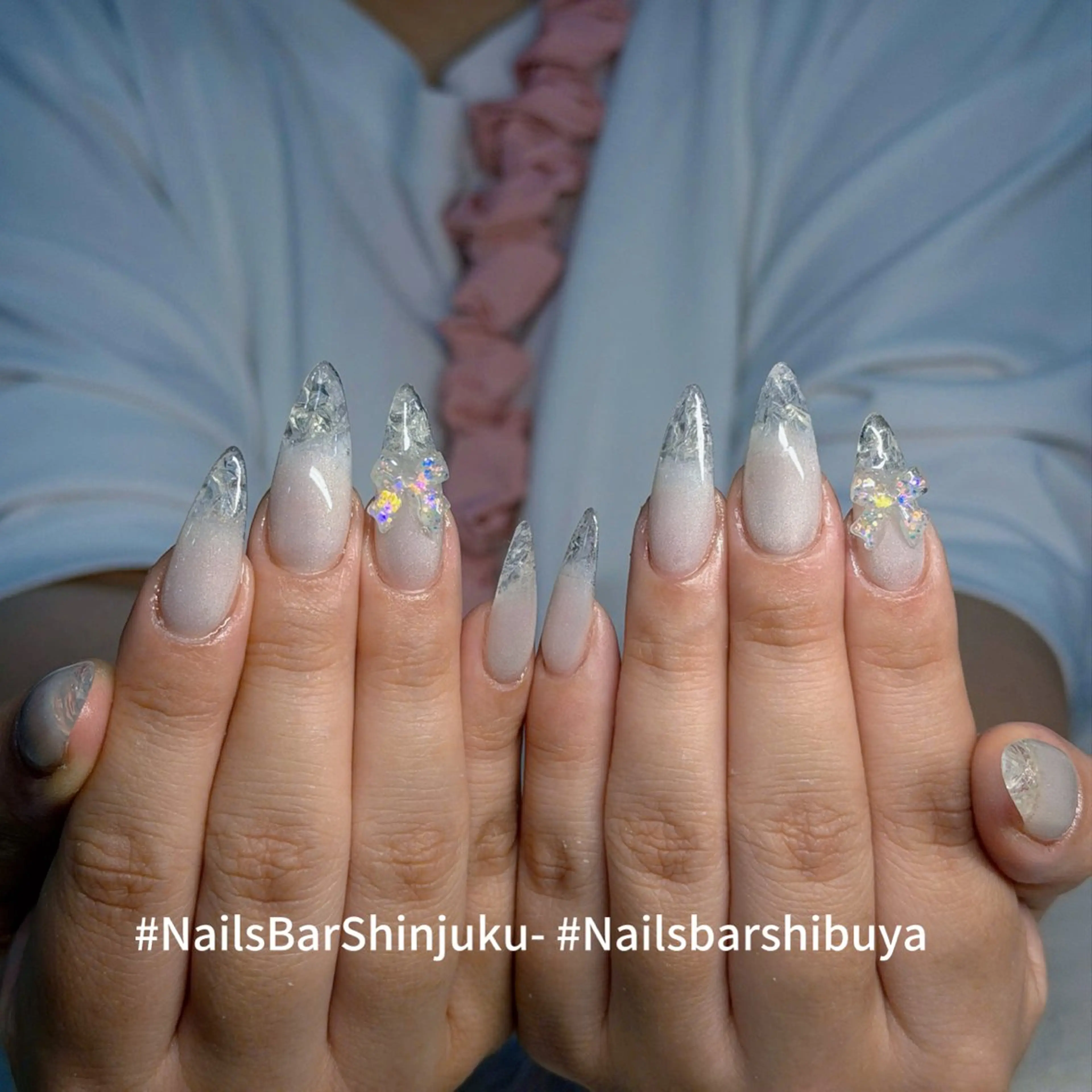 ネイル 長さ出し フレンチネイル ジェルネイル 韓国ネイル ロングネイル NAILS BAR SHINJUKUのネイルデザイン