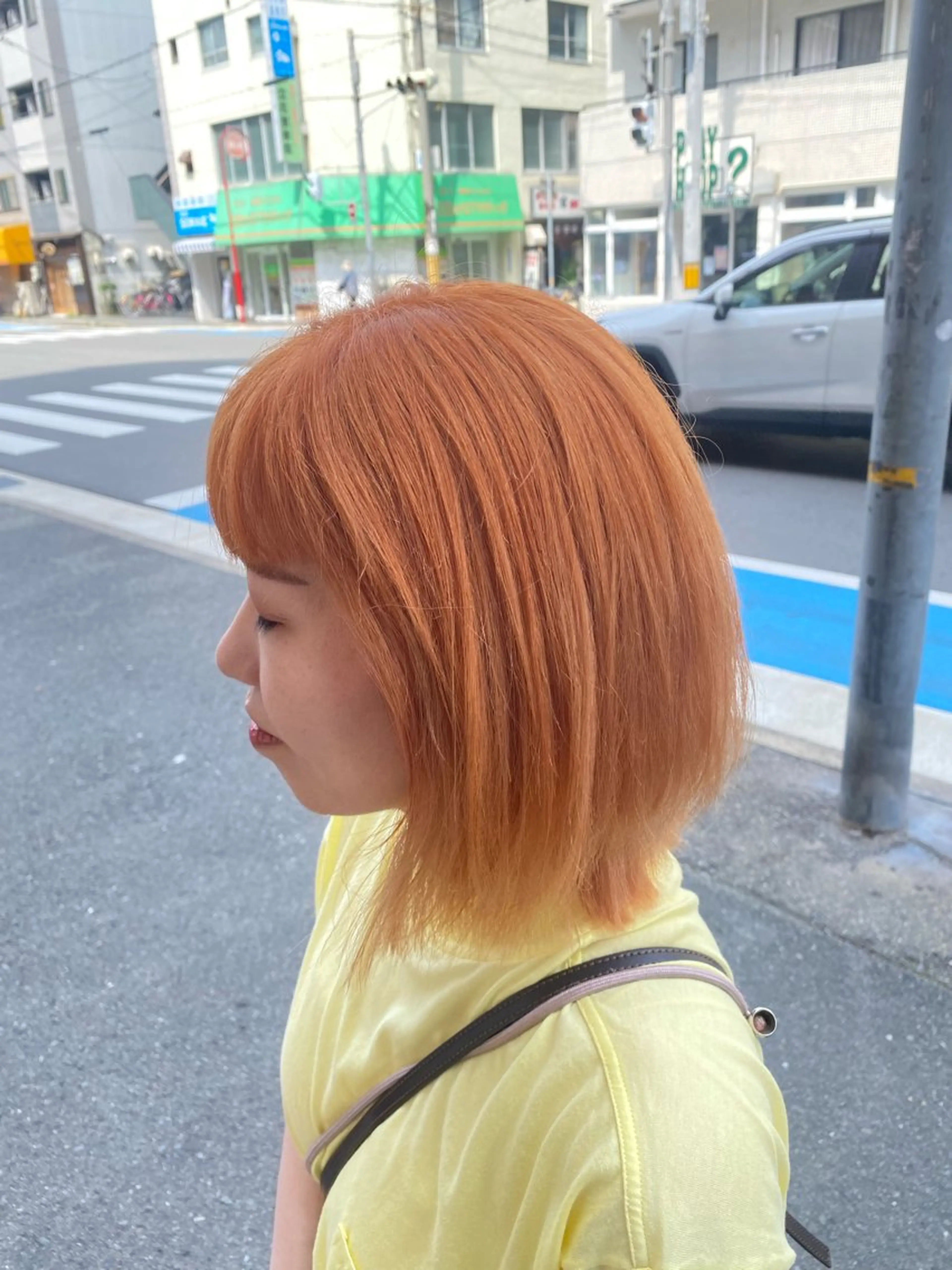ショート カラー オレンジ 縮毛矯正とレイヤー カット/杉村凜汰郎のヘアスタイル