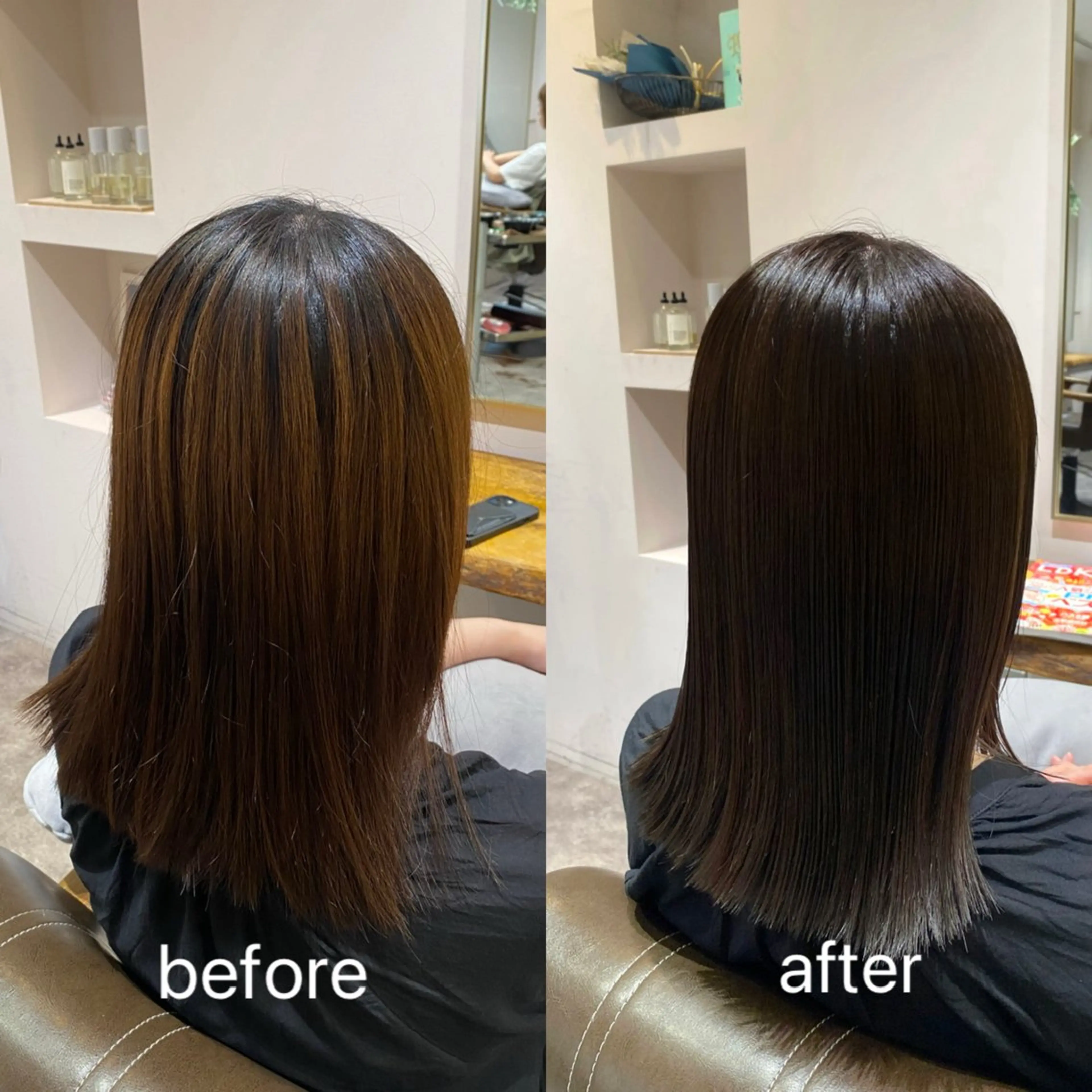 セミロング カラー 髪質改善 トリートメント HIRAGA MIKIのヘアスタイル