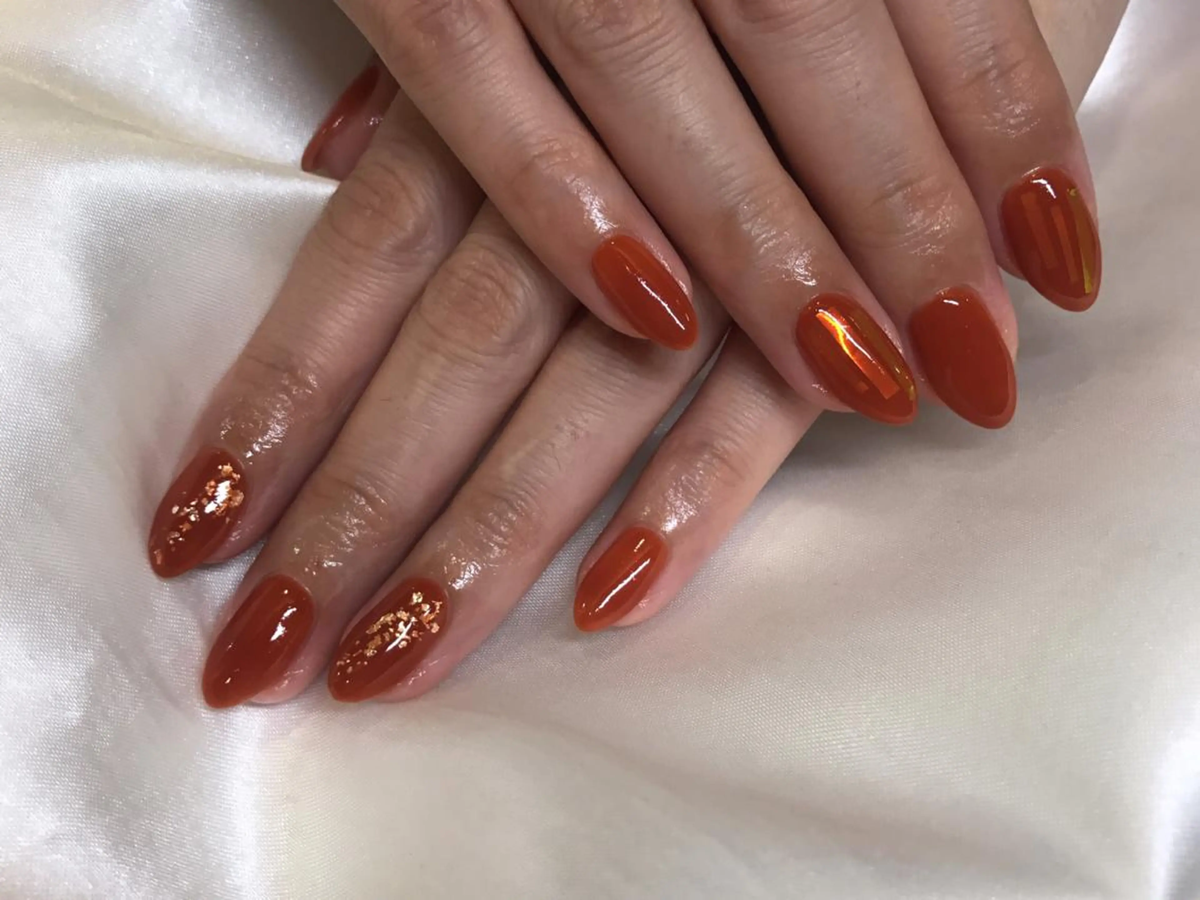 ネイル ワンカラーネイル オレンジ ハンドネイル 中川 愛理のネイルデザイン