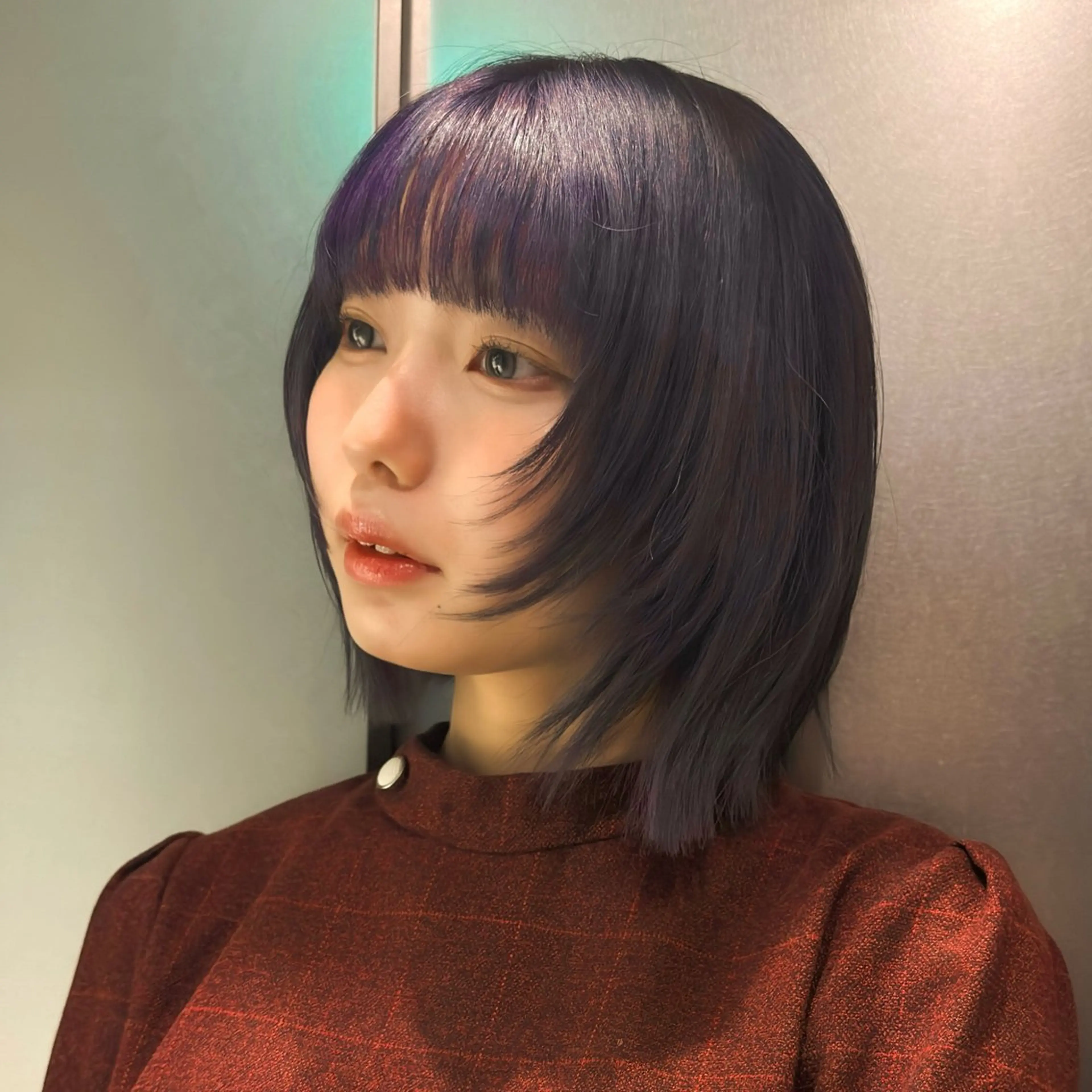 ショート カラー パープルカラー レイヤーカット カット ヘアカラー トリートメント ヘッドスパ 透明感/血色カラー/ 似合せレイヤー/ゆいのヘアスタイル