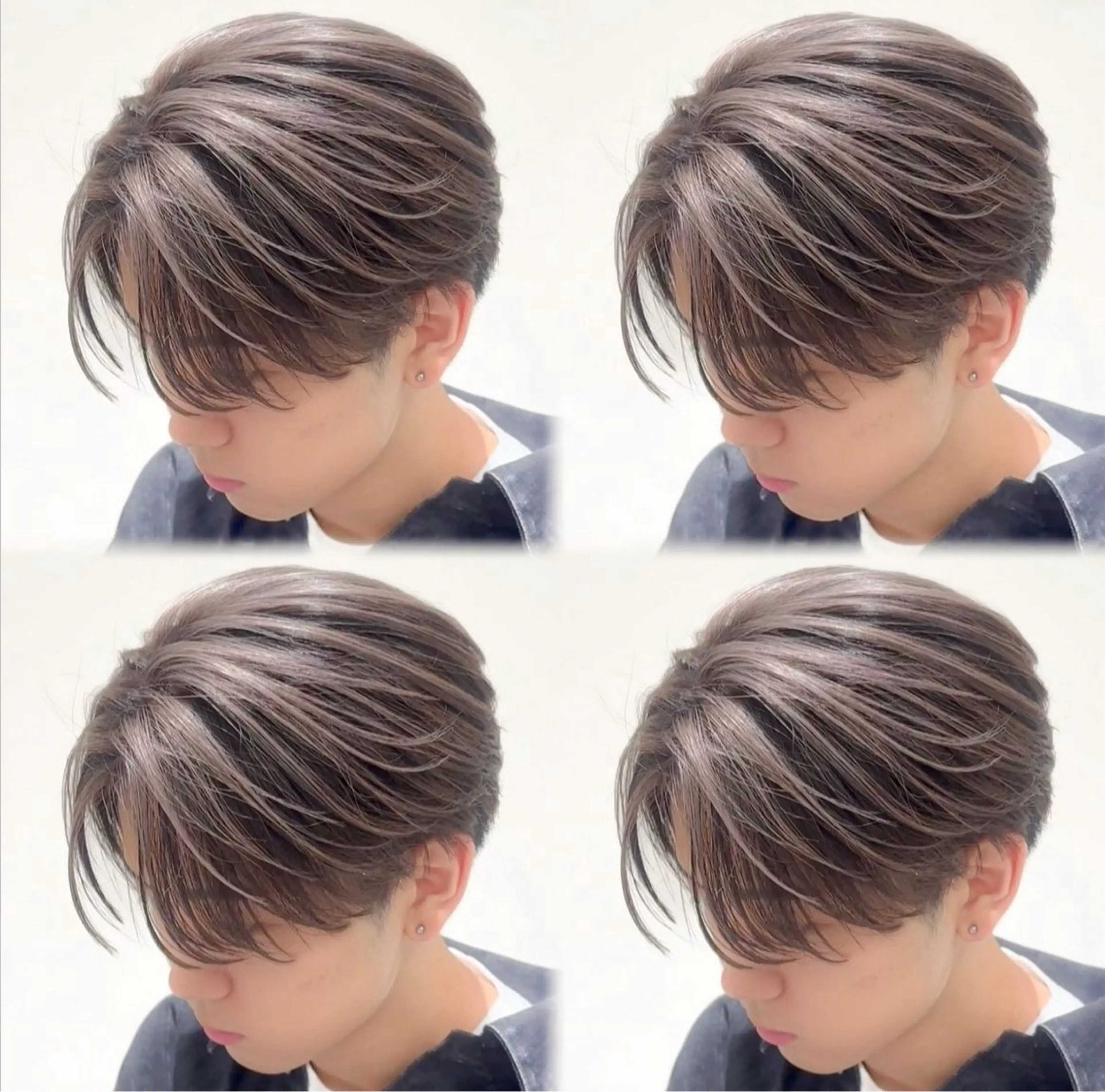 カラー メンズ メンズバレイヤージュ メンズブリーチ センターパート バレイヤージュ ブリーチ kanon本厚木 シースルーマッシュのヘアスタイル