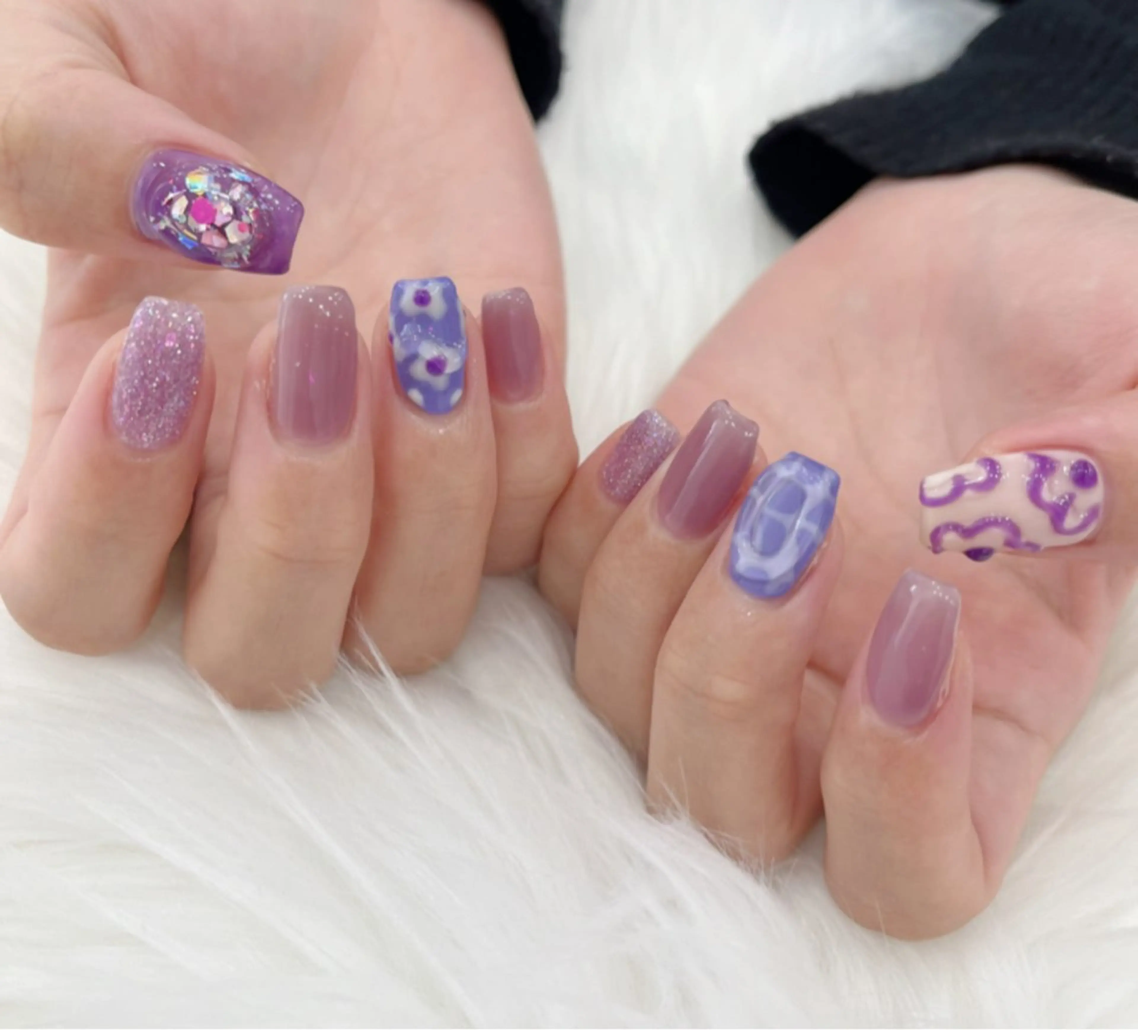 ネイル 長さ出し フットネイル ジェルネイル 韓国ネイル マグネットネイル #Amin nail salonのネイルデザイン