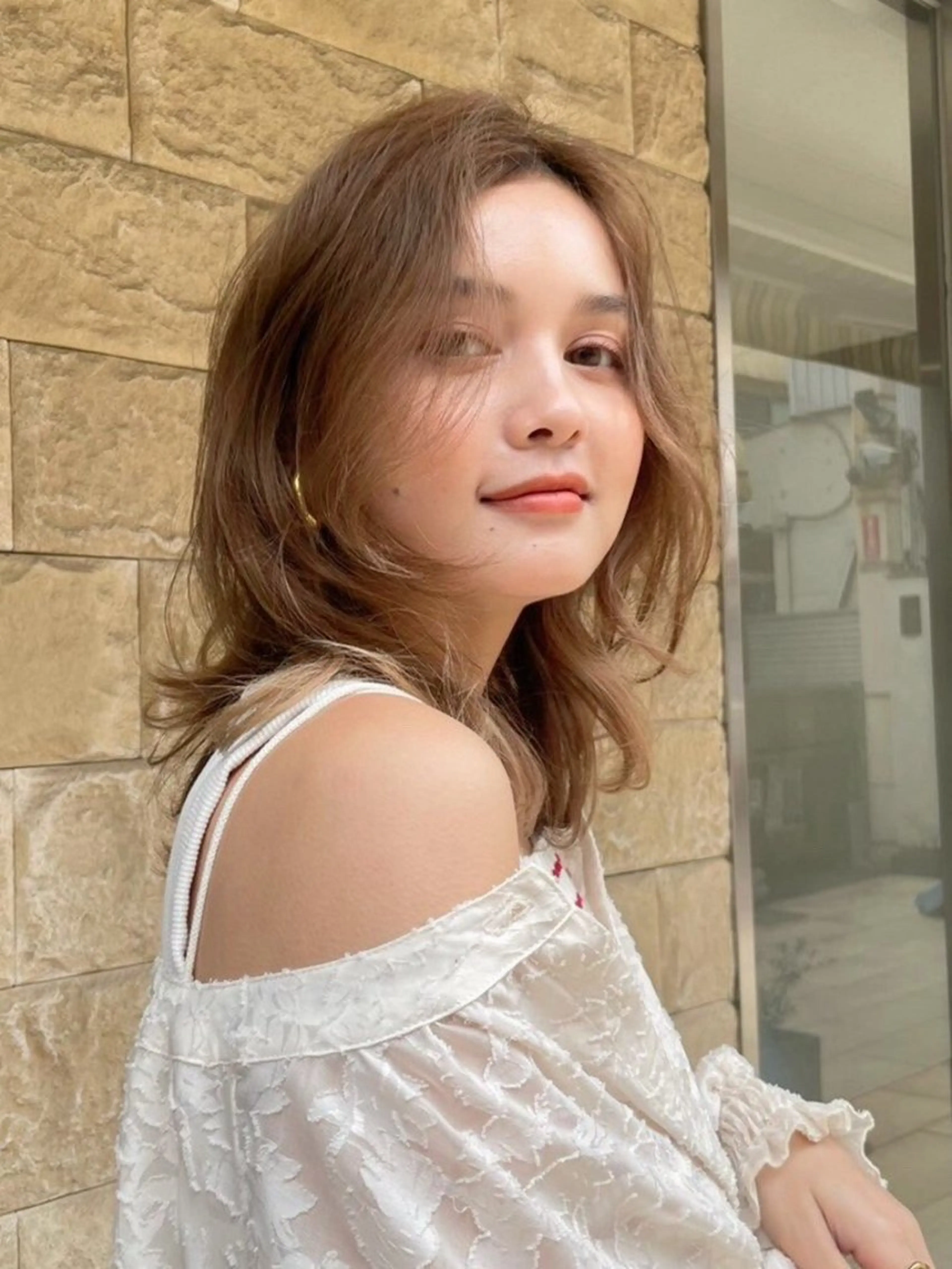 セミロング カラー パーマ セミロングパーマ 透明感カラー ハイライトカラー 顔周りカット ハイライト 💎ハイライトカラー /髪質改善カラー💎のヘアスタイル