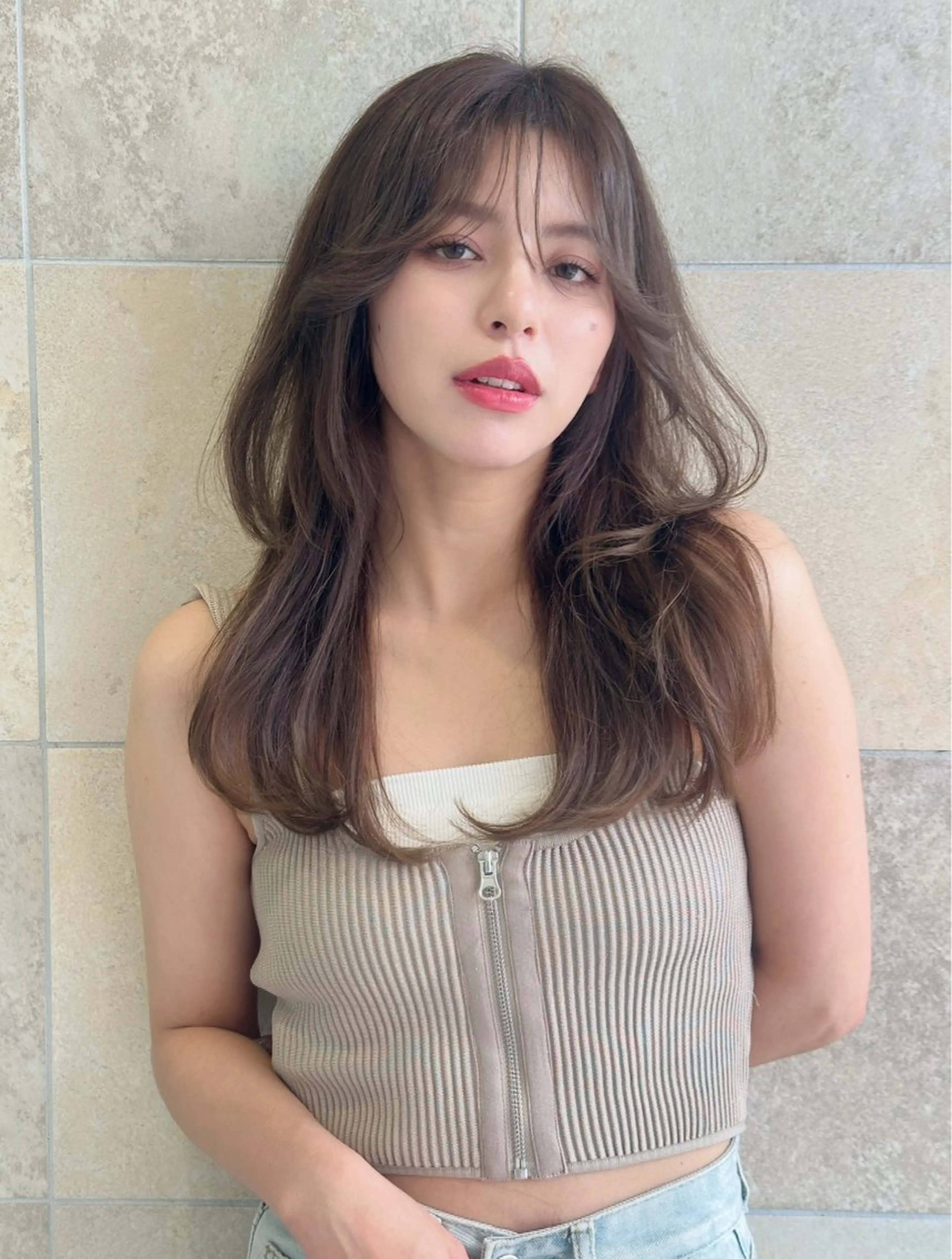 セミロング カラー ブラウンカラー レイヤーカット カット ヘアカラー トリートメント 小顔レイヤー/ ベージュ🤍Rieのヘアスタイル