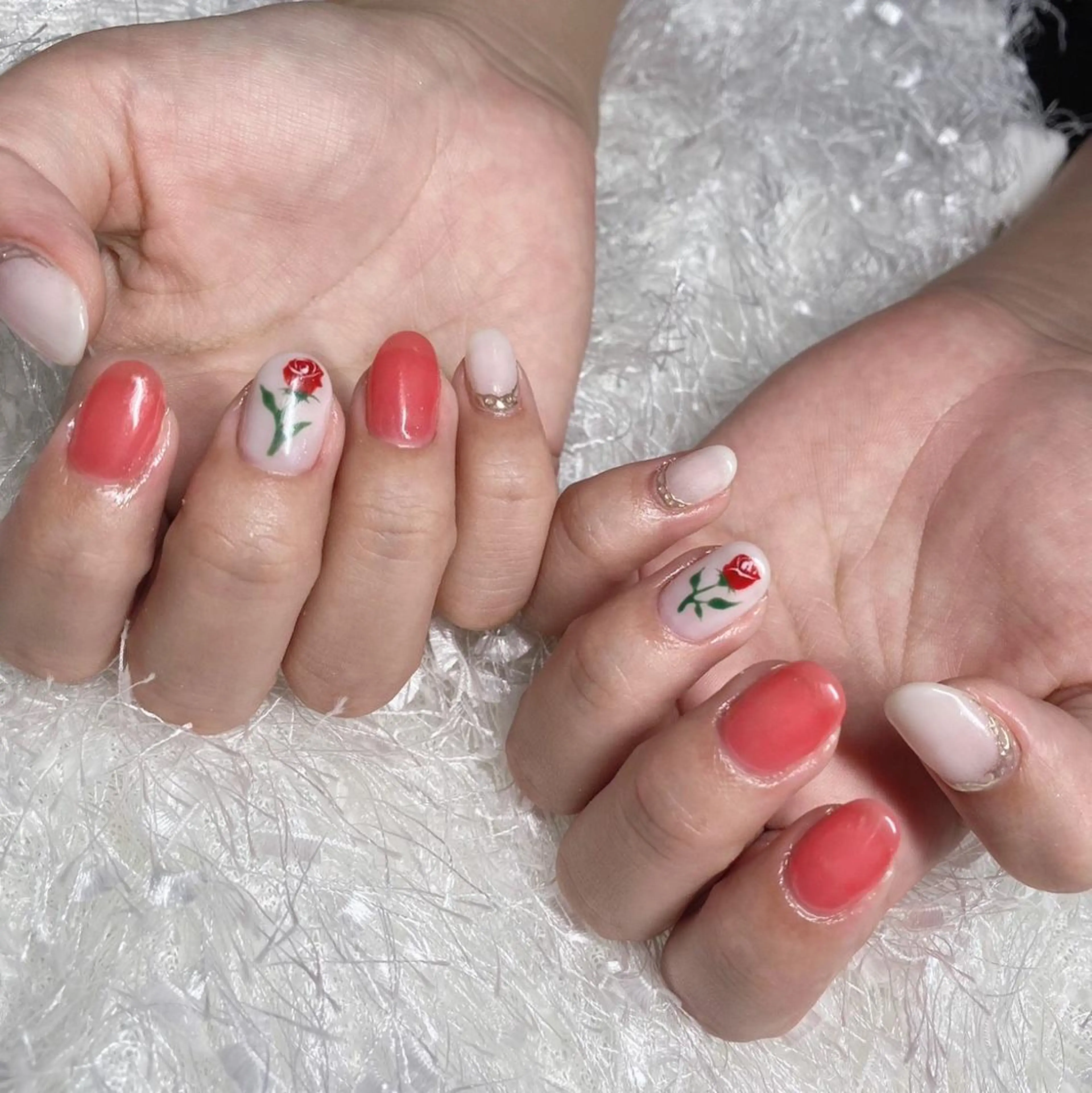 ネイル オーロラネイル 長さ出し ジェルネイル グラデーション 韓国ネイル ハンドネイル Nail&eye Belire 新宿のネイルデザイン