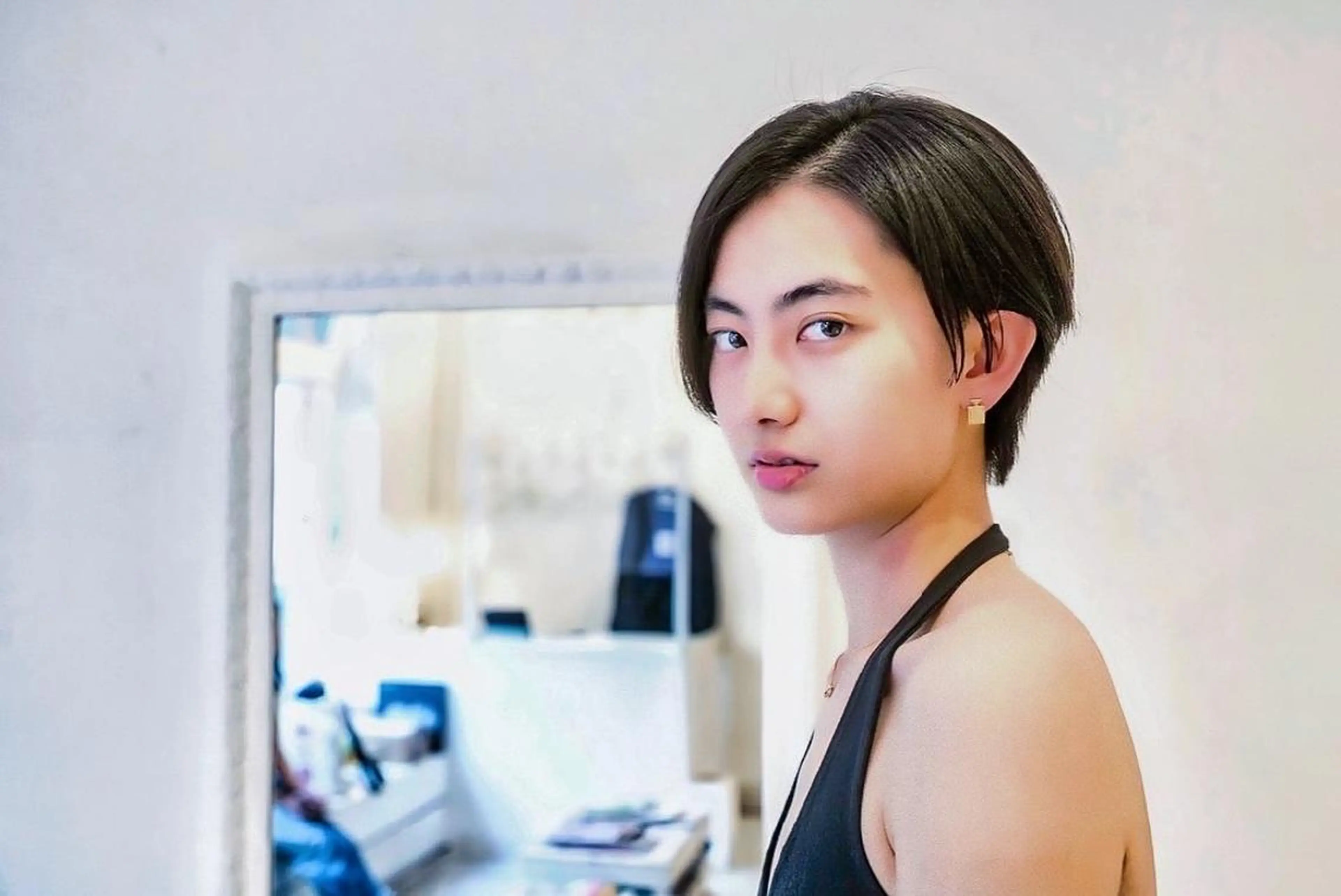 ショート デザインカット トリートメント 安藤悠里/ハイトーン /デザインカラーのヘアスタイル