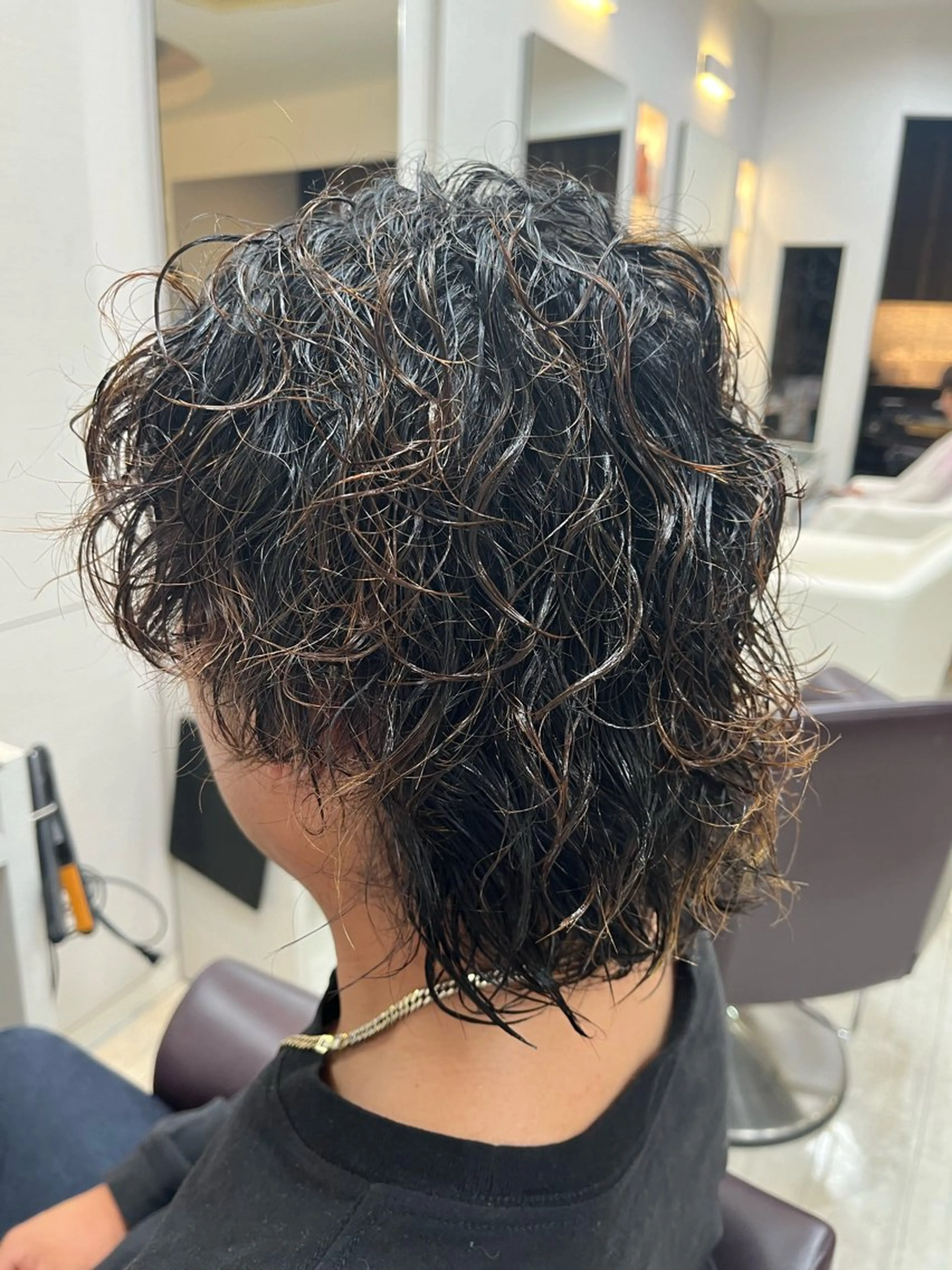 ミディアム パーマ メンズ 奥野 理香子のヘアスタイル