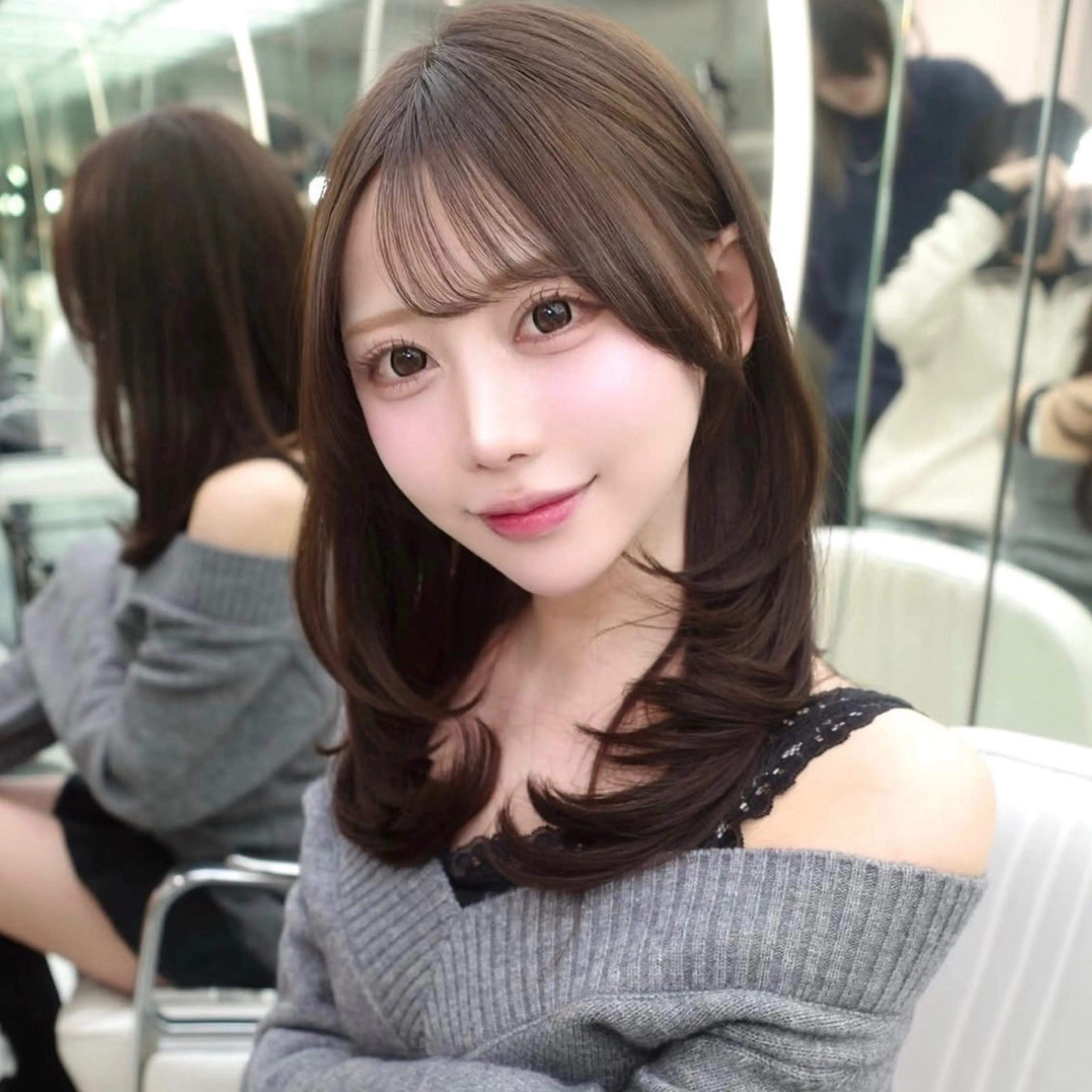 ロング カラー くびれヘア 顔周りカット ハイレイヤー 韓国風ヘア レイヤーカット ヘアカラー Nao/ 大宮/レイヤーカットのヘアスタイル