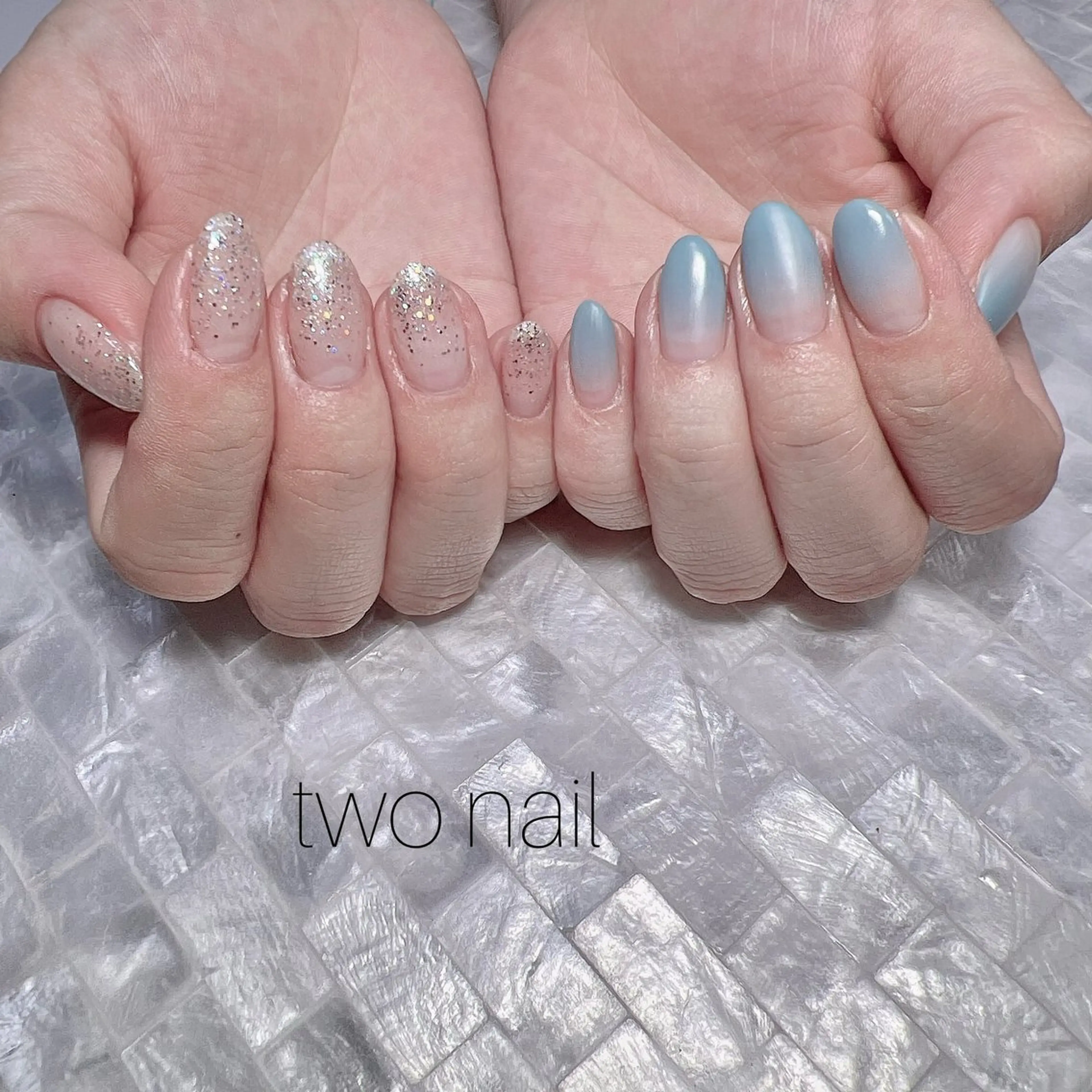 ネイル ネイルチップ ホワイト ハンドネイル two nailのネイルデザイン