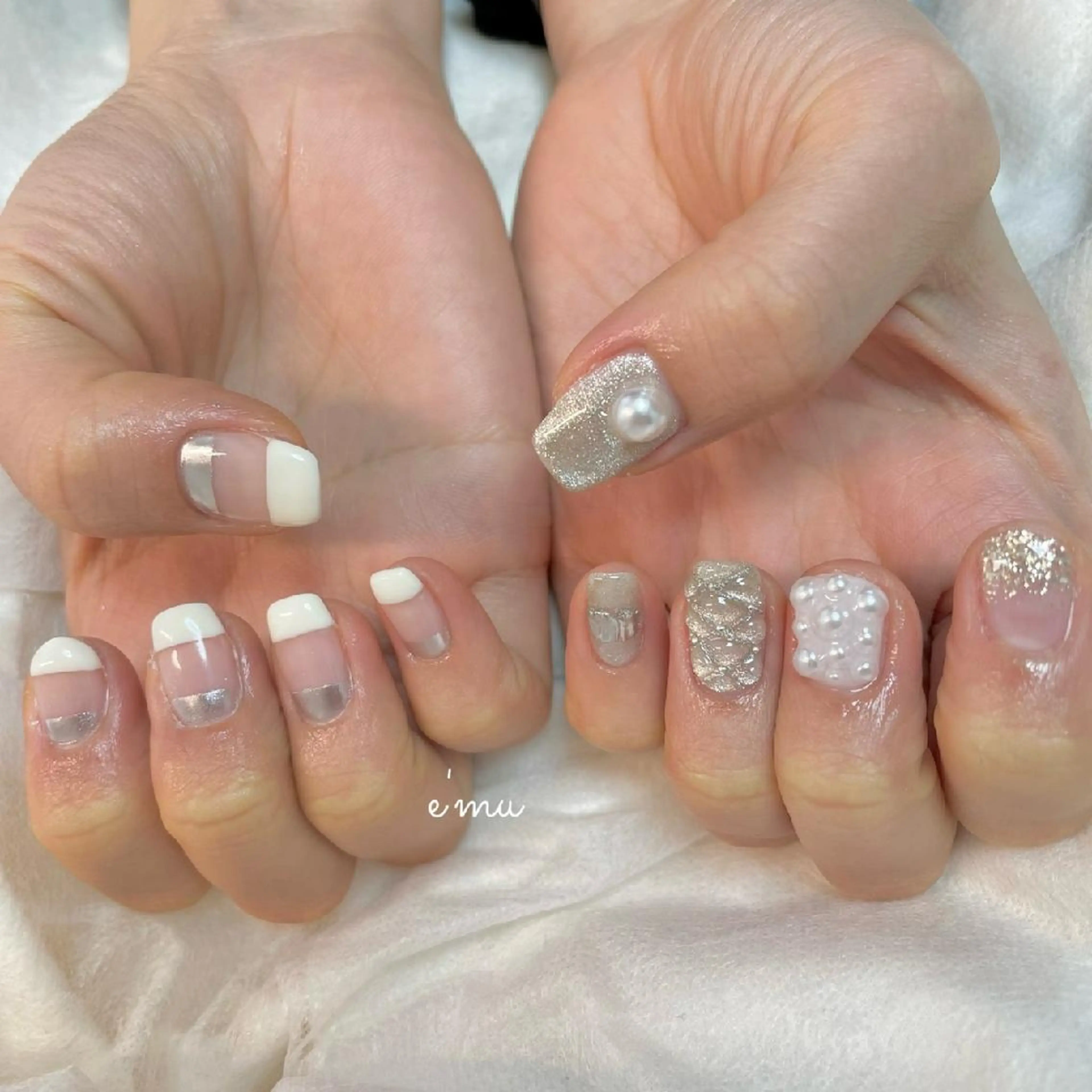 ネイル マグネットネイル ミラーネイル ニュアンスネイル nail salon e'mu💐のネイルデザイン