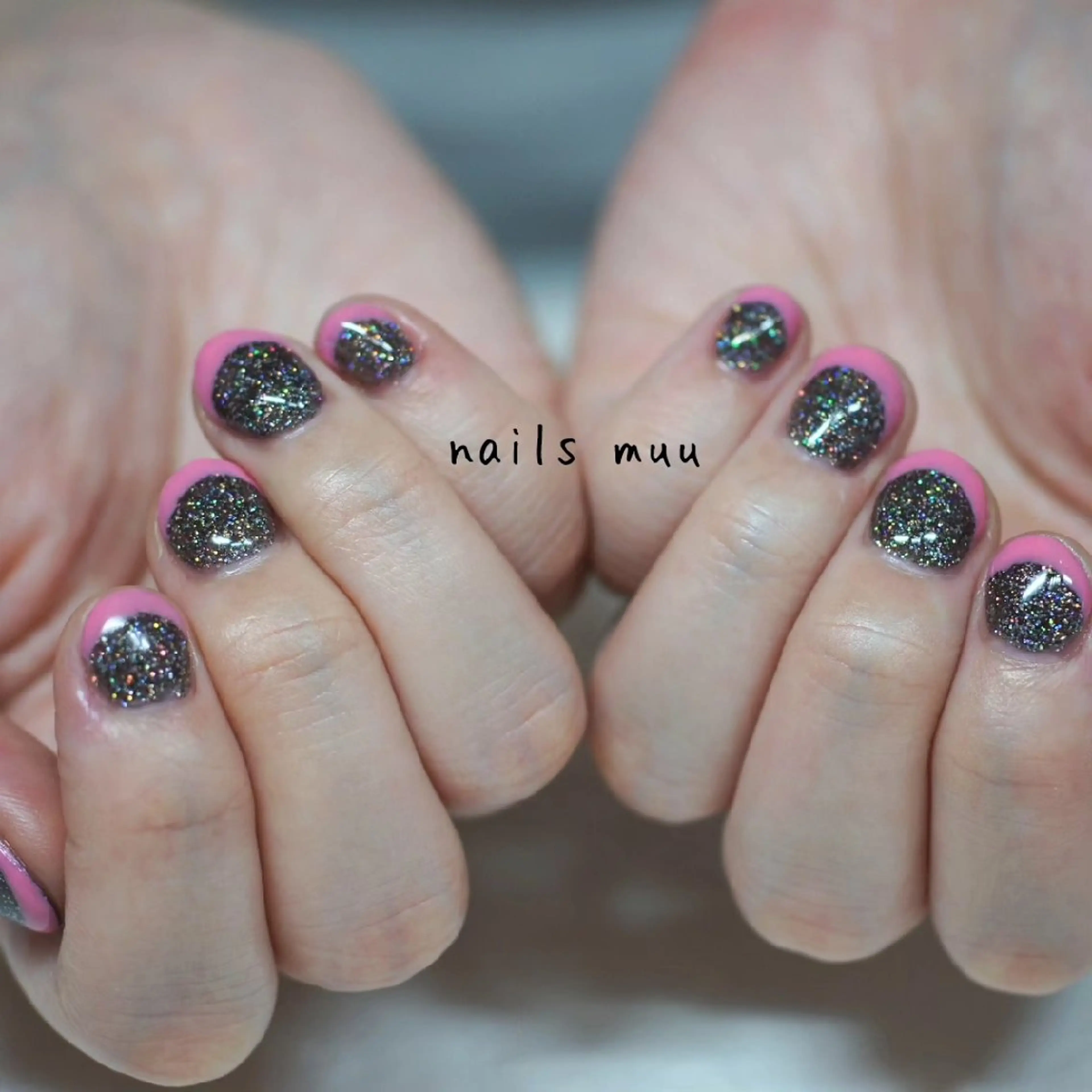 ネイル フラッシュネイル フレンチネイル ピンク nails muu まゆのネイルデザイン