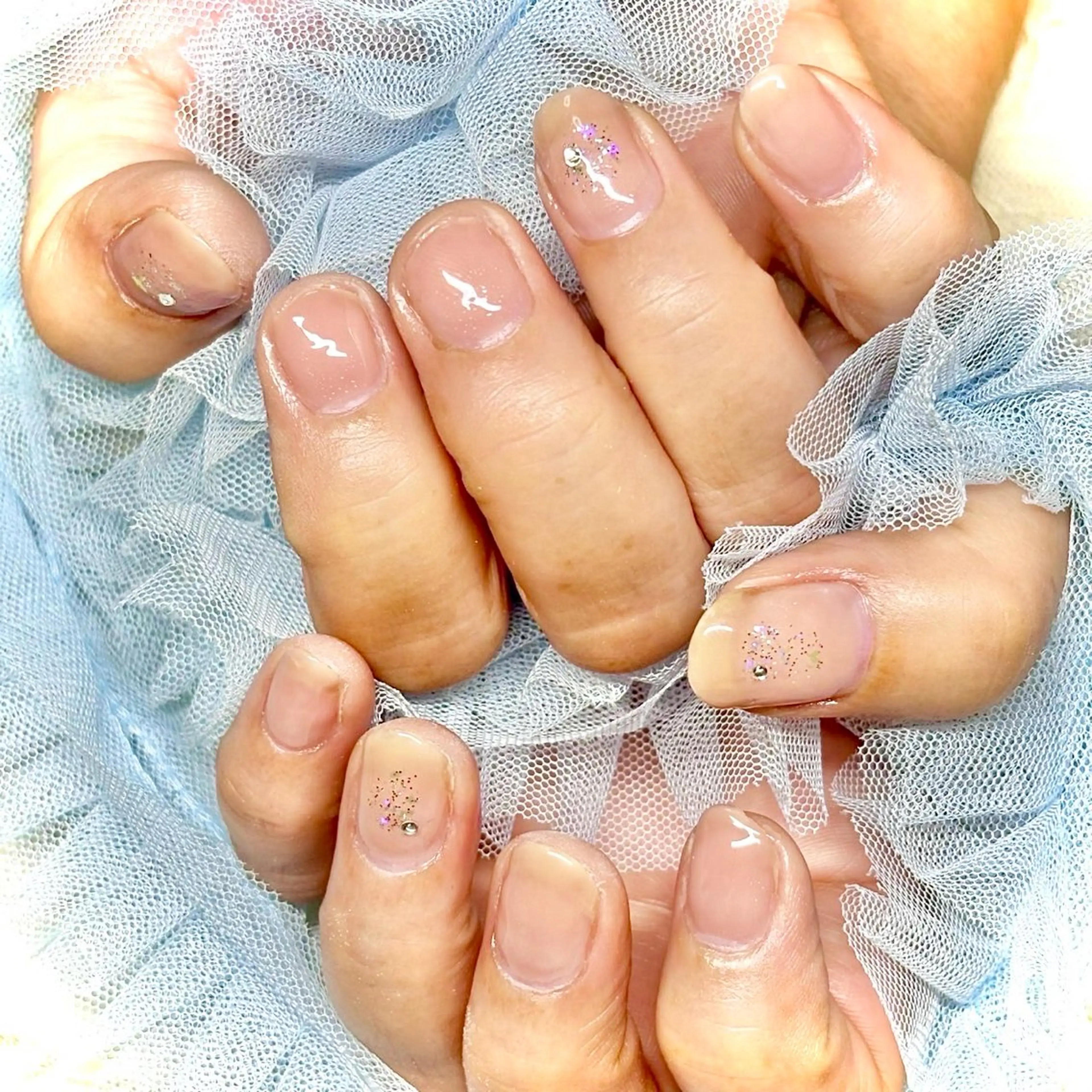 ネイル 韓国ネイル シンプルネイル ストーンネイル ワンホンネイル miminon 自宅ネイルサロンのネイルデザイン