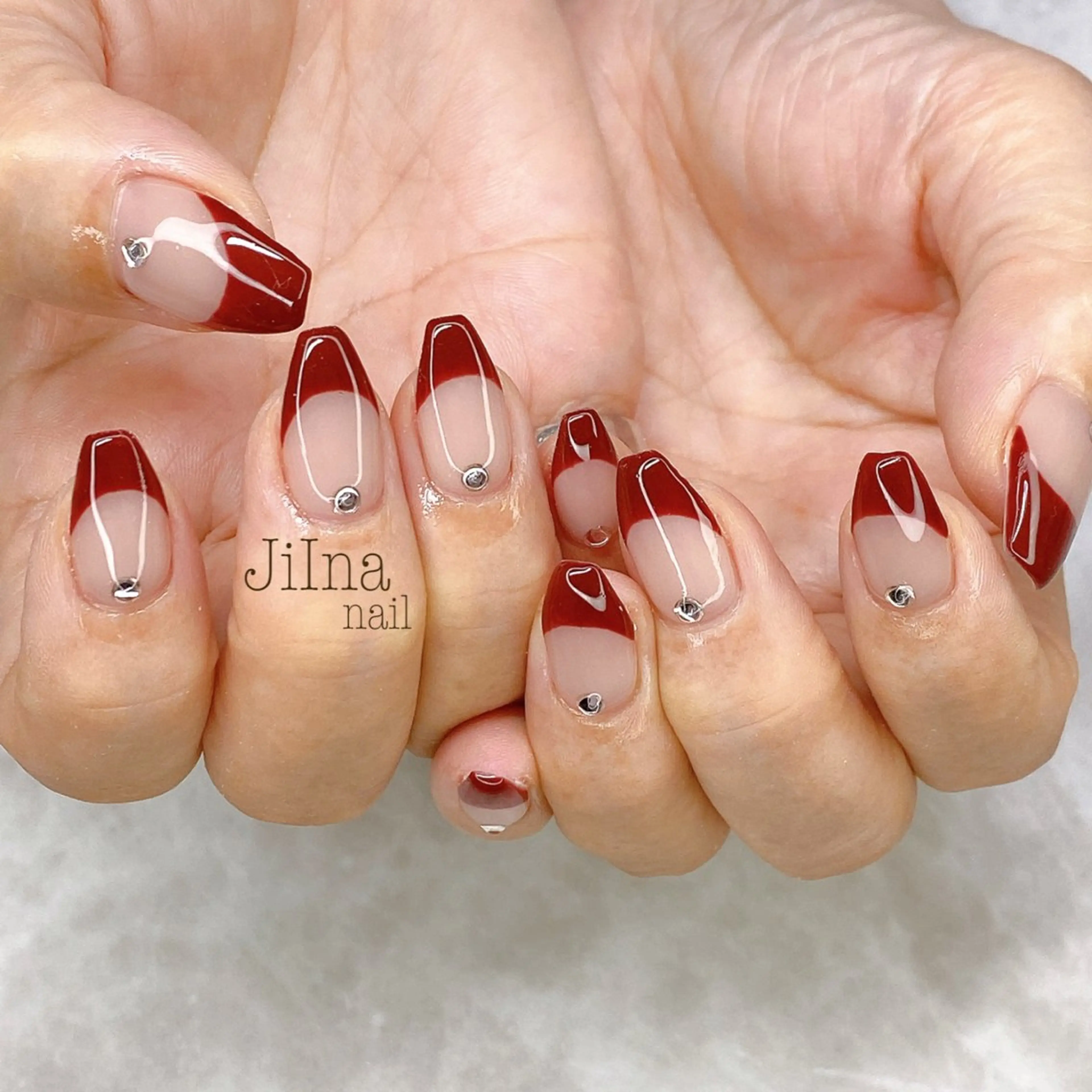 ネイル ボルドー フレンチネイル JiIna nailのネイルデザイン