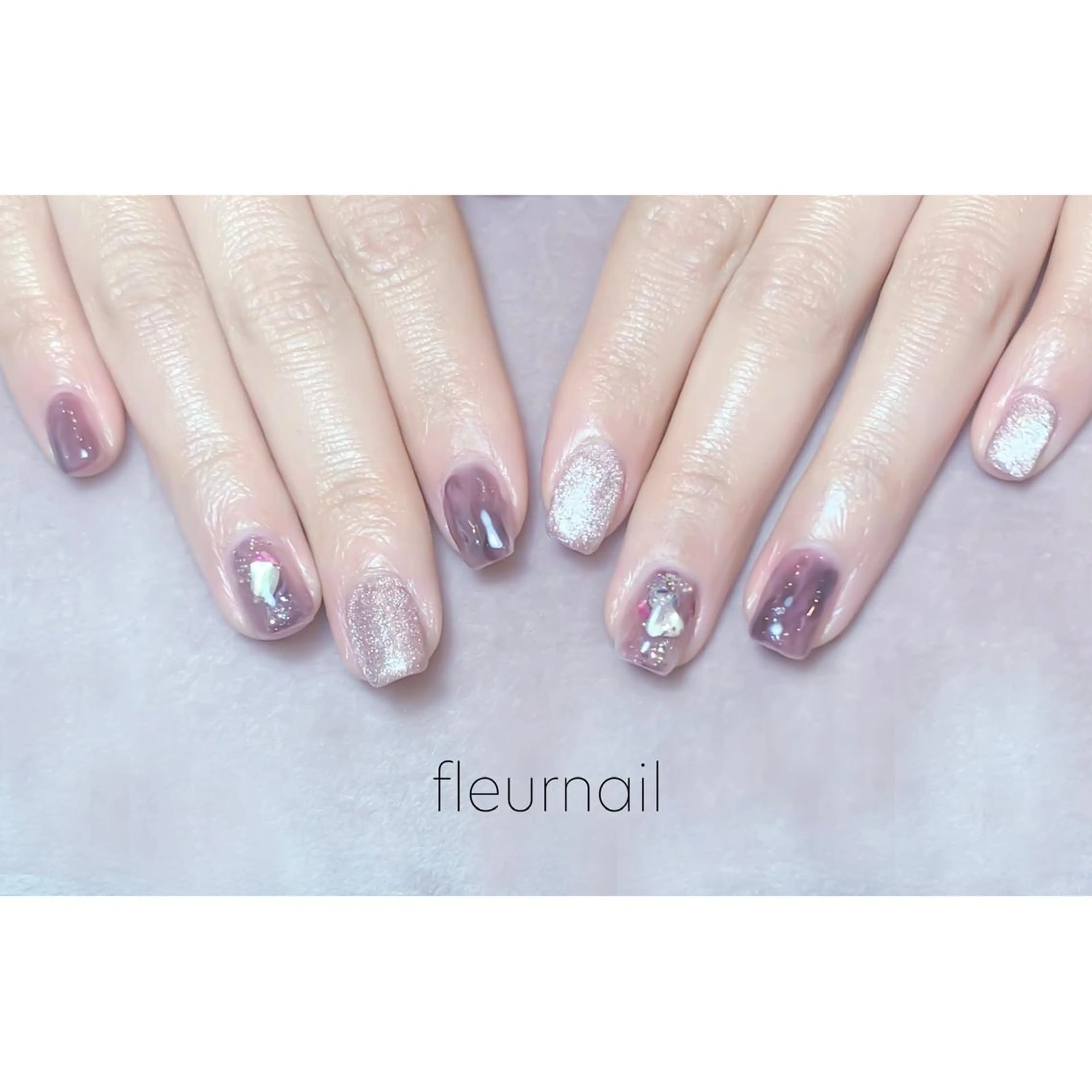 ネイル ブルー 成人式 長さ出し ジェルネイル ニュアンスネイル ハンドネイル fleurnail miuraのネイルデザイン