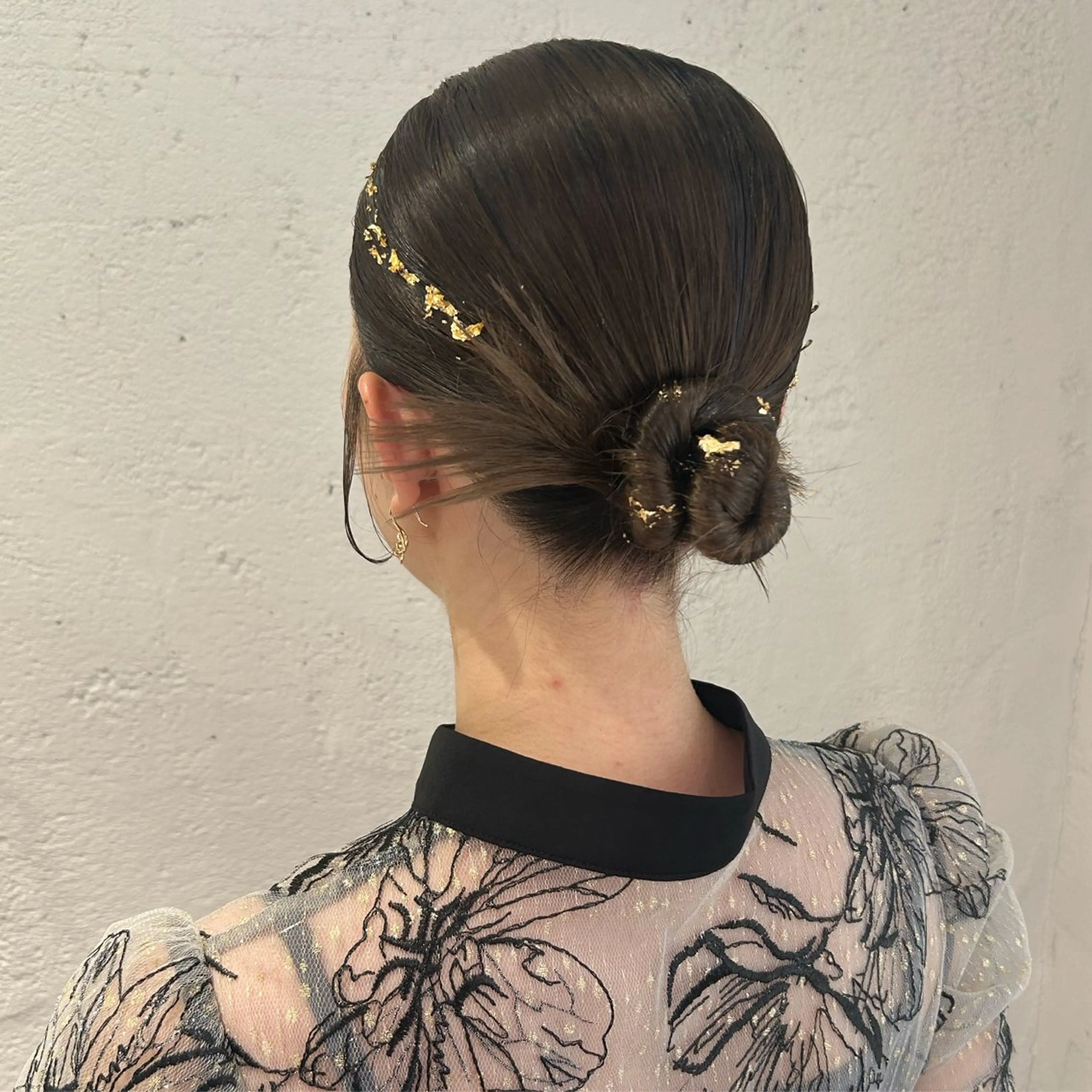 【金箔付き◝✩】ヘアアレンジ🤍 早朝OK︎︎👍🏻       \パーティー、お呼ばれ、お出かけなどに‪ 𓈒𓏸/の写真