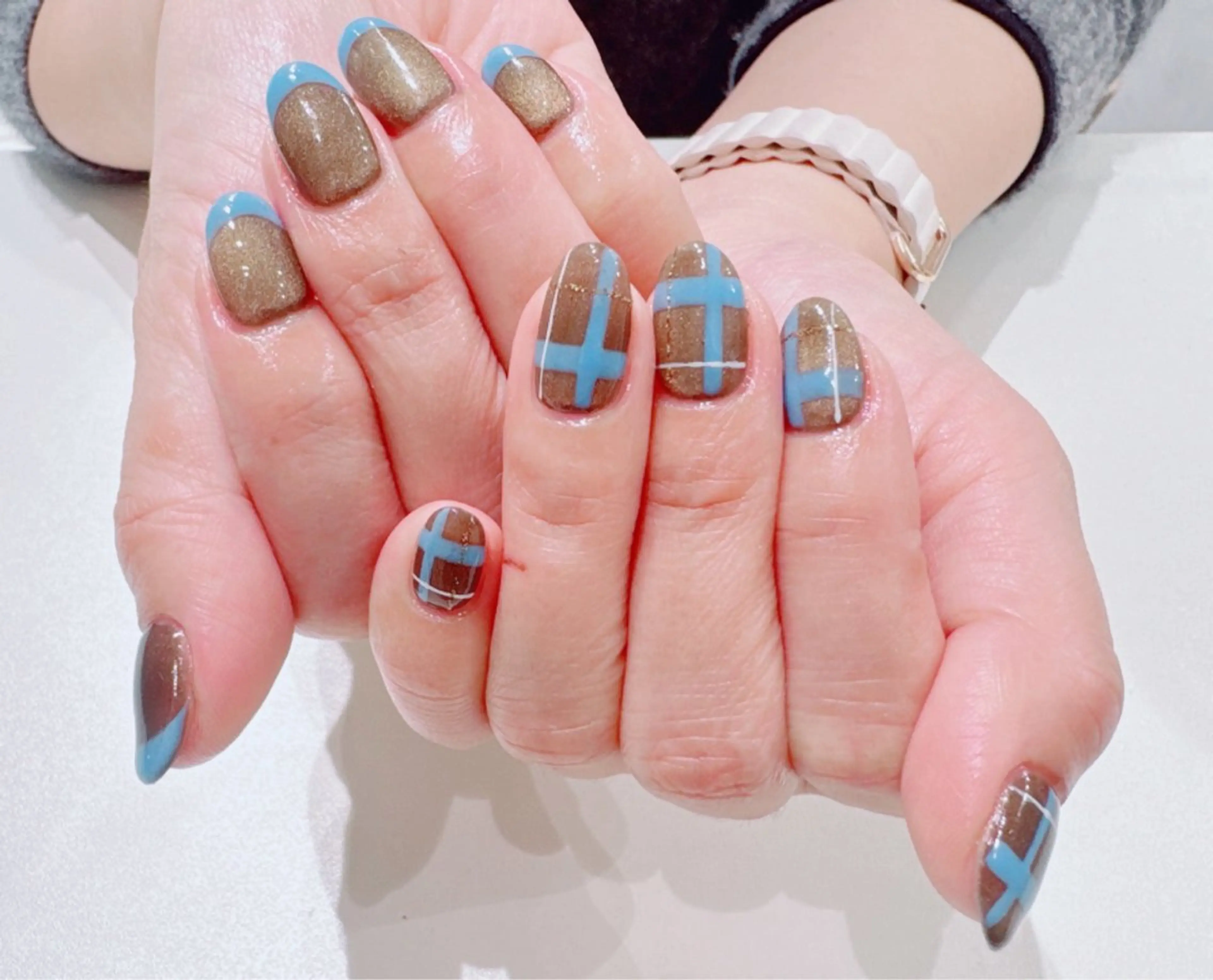 【オフ込】💙持ち込みデザイン💙パーツ、ストーン、アート込💙の写真