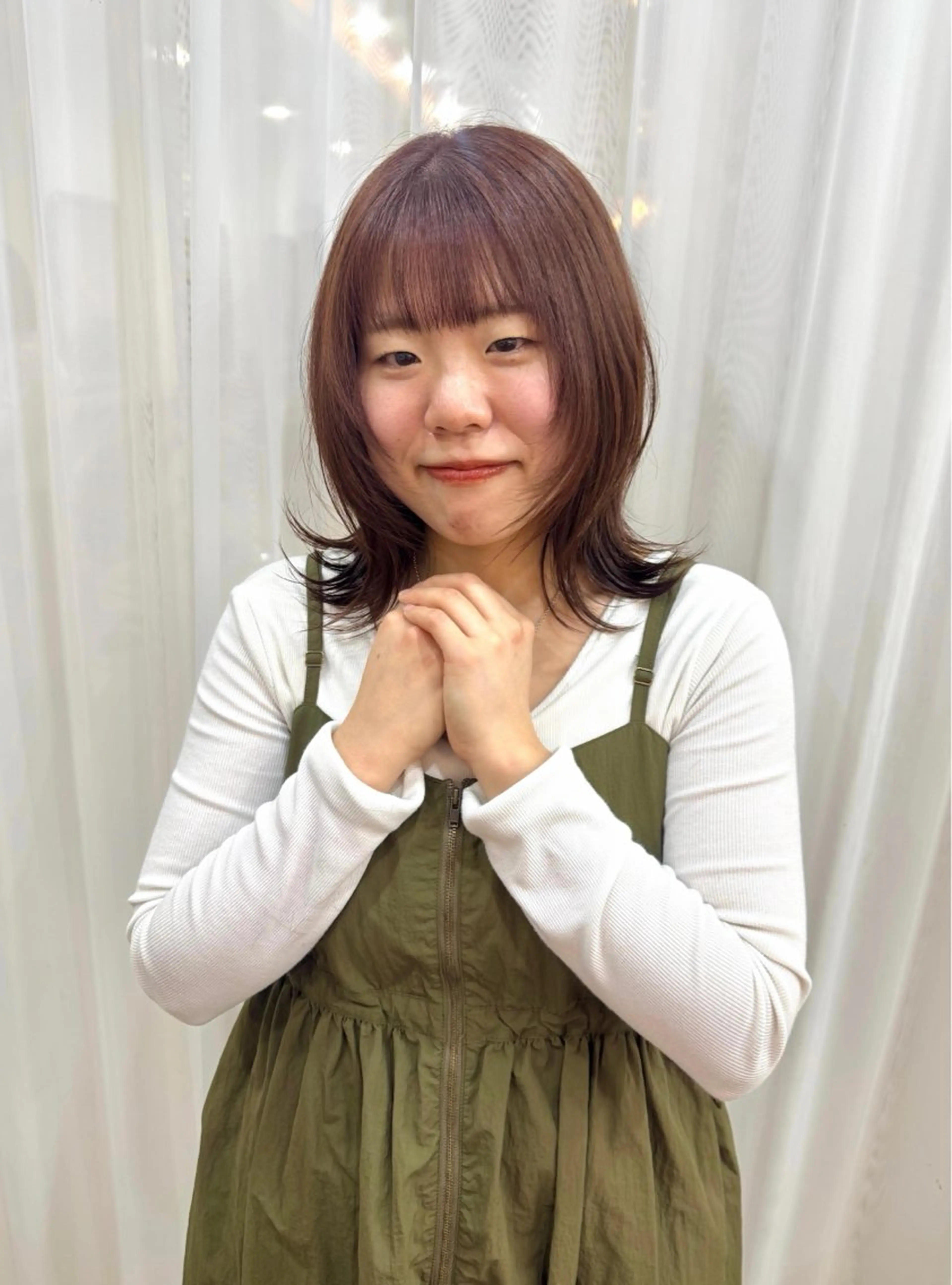 ミディアム カラー ブラウンカラー くびれヘア 髪質改善 くびれレイヤー レイヤーカット 志賀 あずみのヘアスタイル