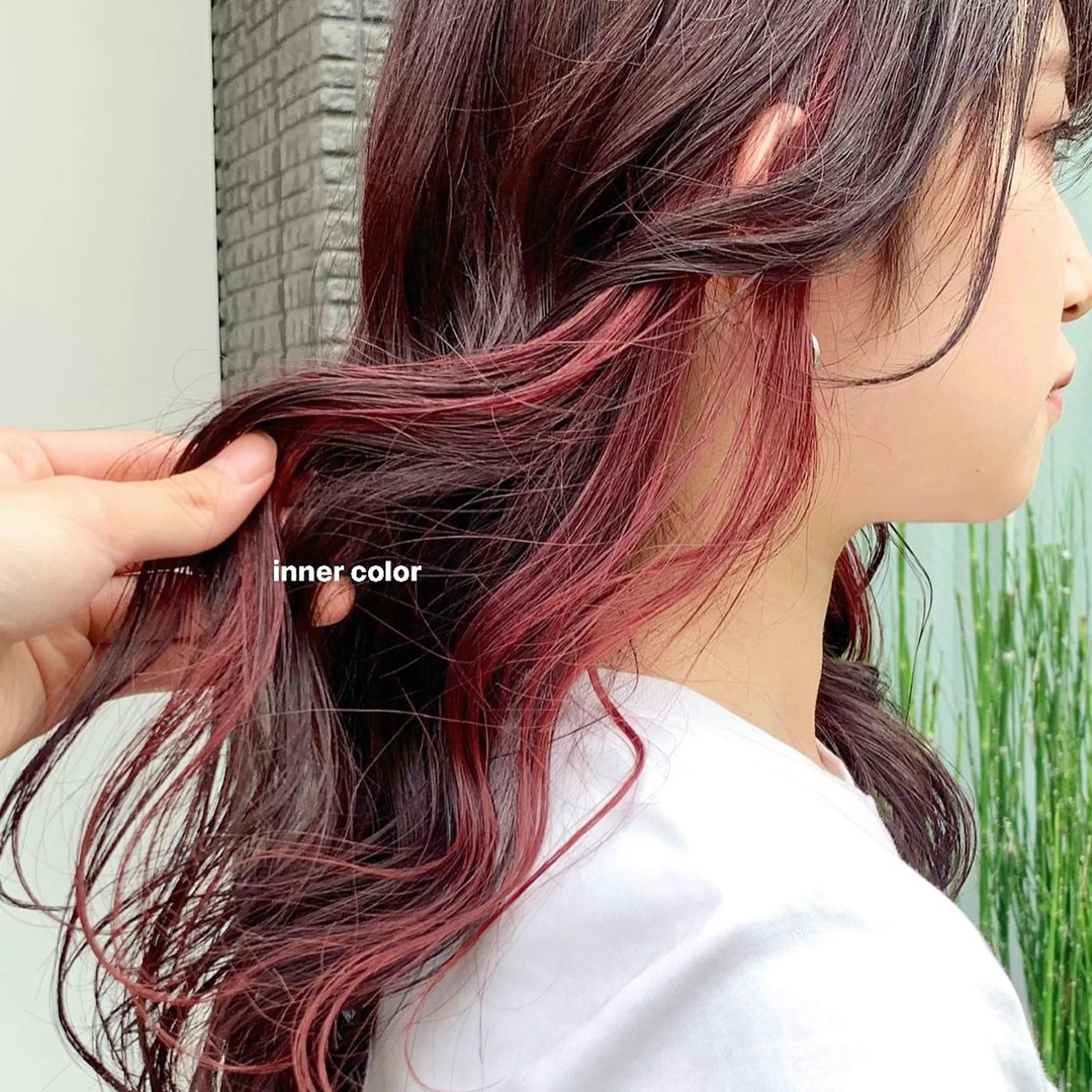 ミディアム カラー ヘアアレンジ インナーカラー レッドカラー パーマ/暖色/ボブ イワタテ🇰🇷のヘアスタイル