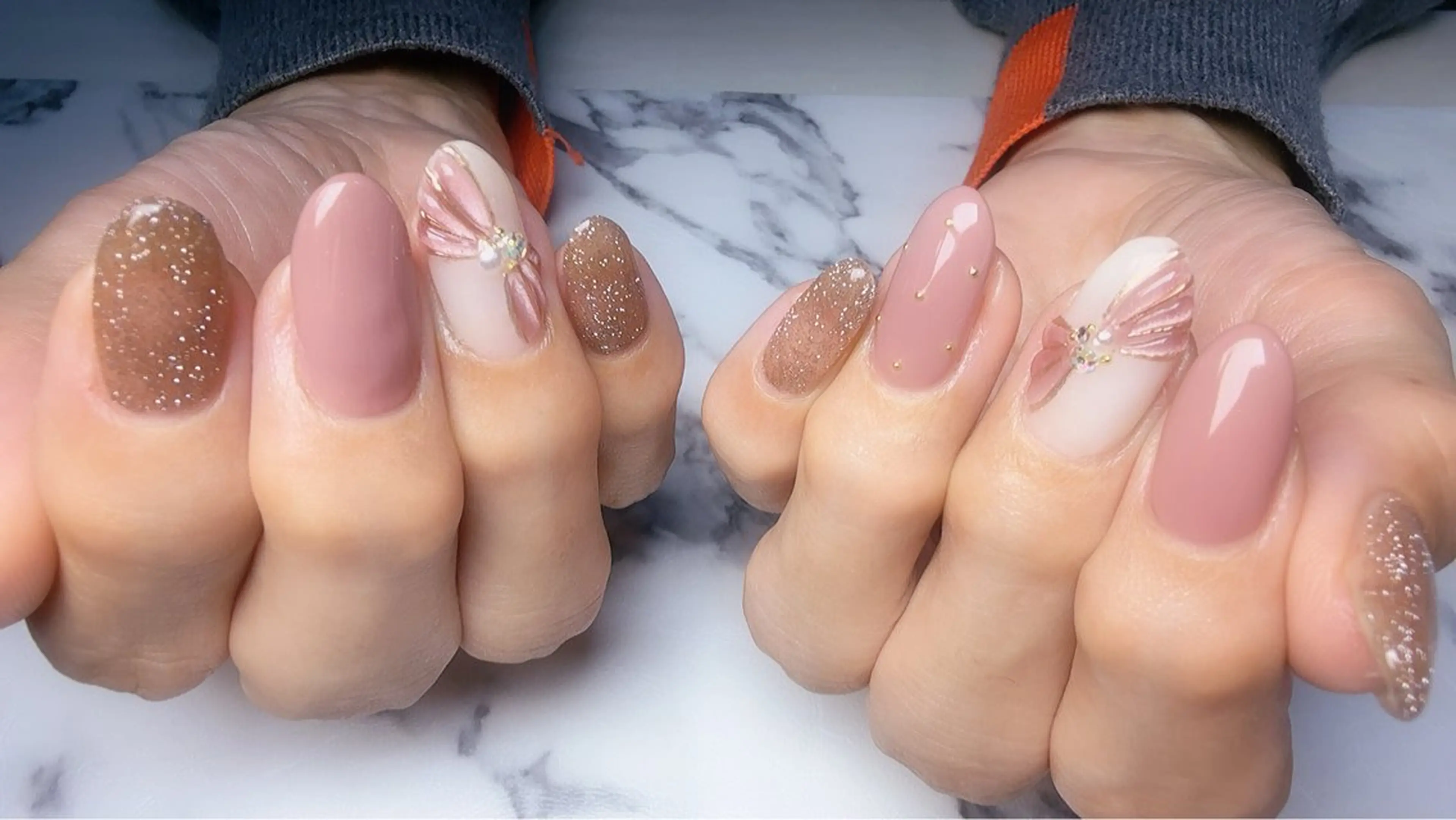 ネイル マグネットネイル リボン nail salon ily 武蔵新城のネイルデザイン