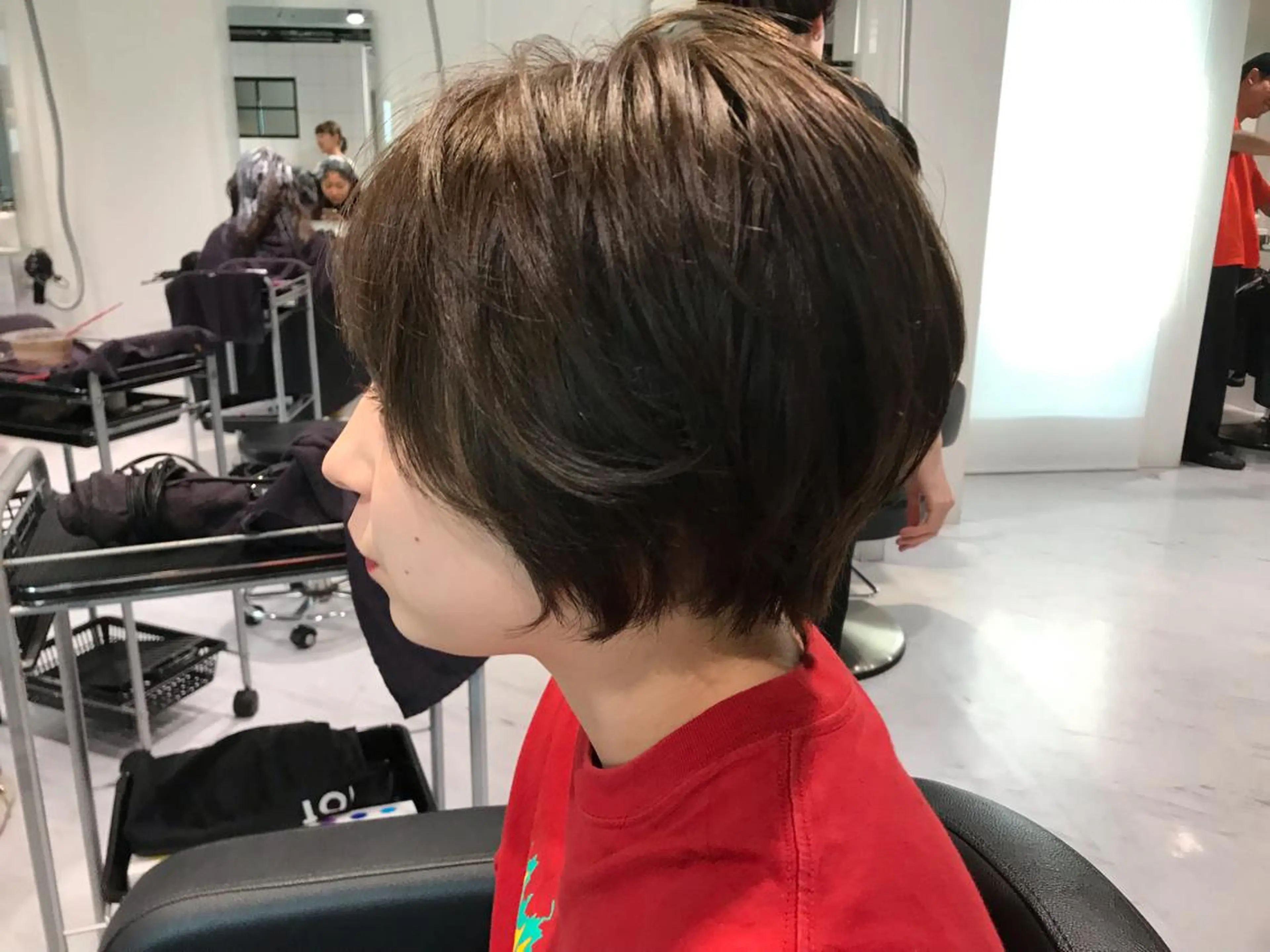 ショート カラー 透明感カラー ショートヘア 赤み消し韓国ヘア レイヤー縮毛🤍渡邉のヘアスタイル