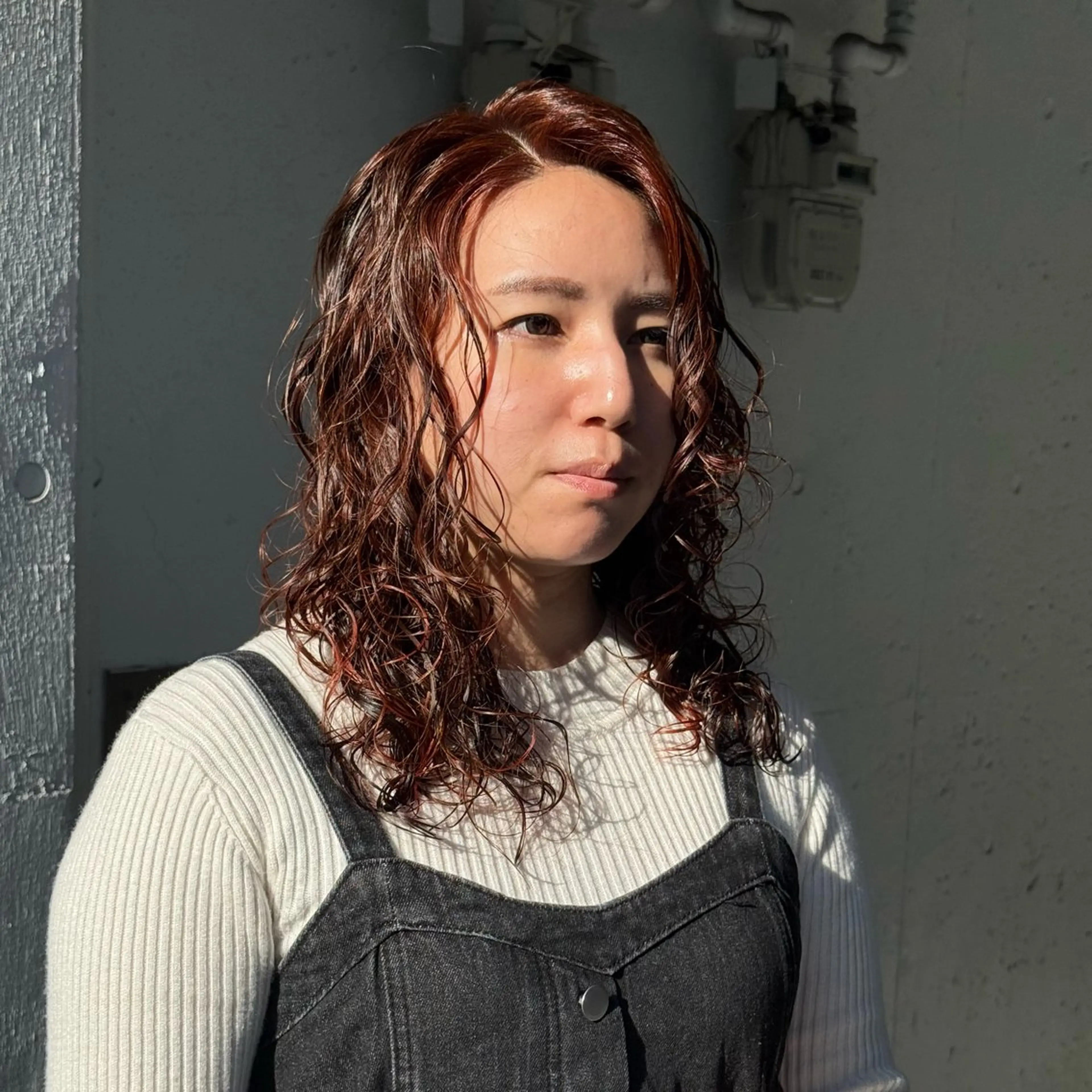 セミロング カラー パーマ セミロングパーマ オレンジ カット パーマ トリートメント レディースパーマ/ 合田  有一朗のヘアスタイル