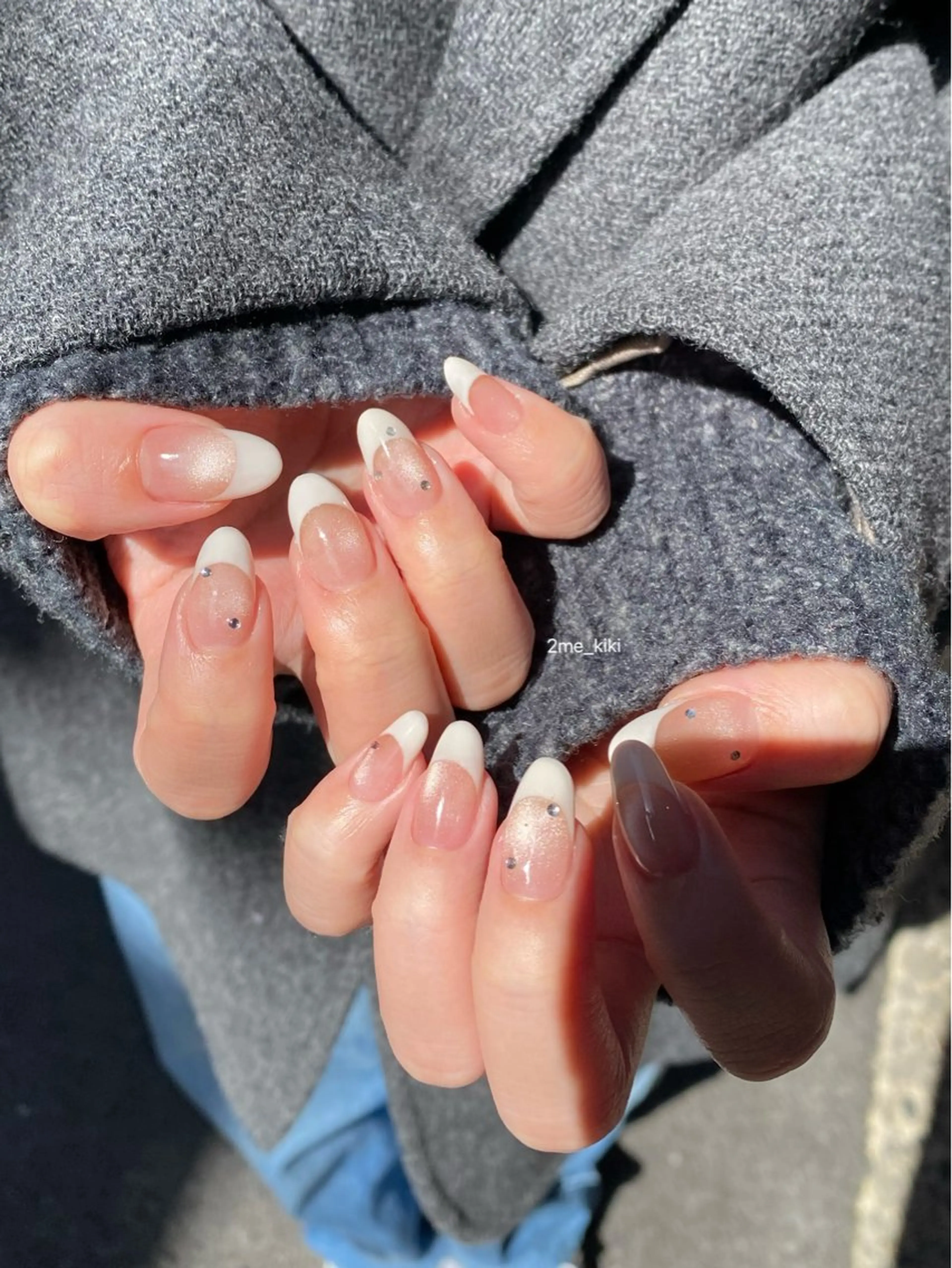 ネイル フレンチネイル マグネットネイル マグネットフレンチ ストーンネイル ハンドネイル ハンドケア 大人かわいいネイル♡ Kikiのネイルデザイン