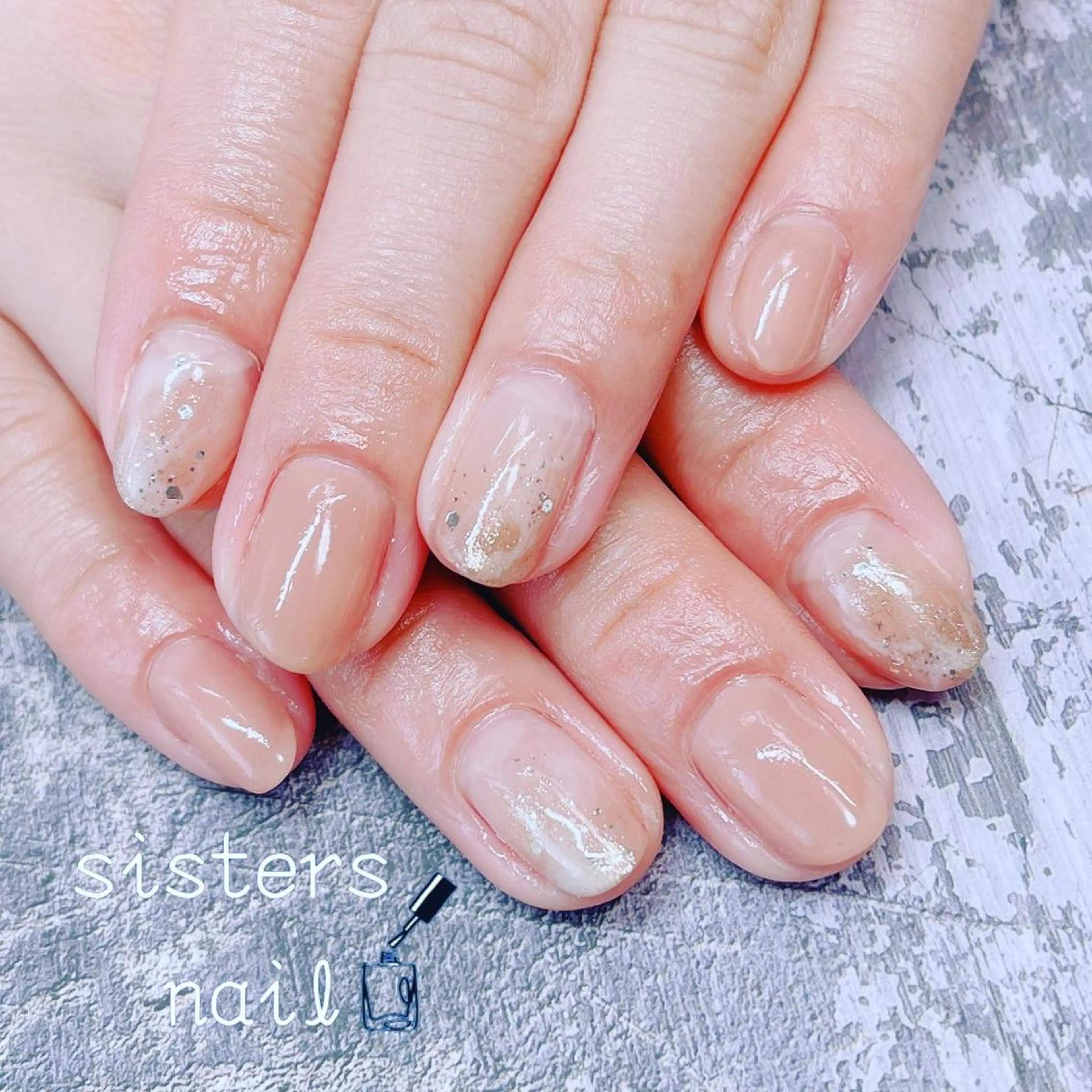 ネイル アートネイル 大理石ネイル(マーブル) ニュアンスネイル オフィスネイル ピンク sisters nail.fのネイルデザイン