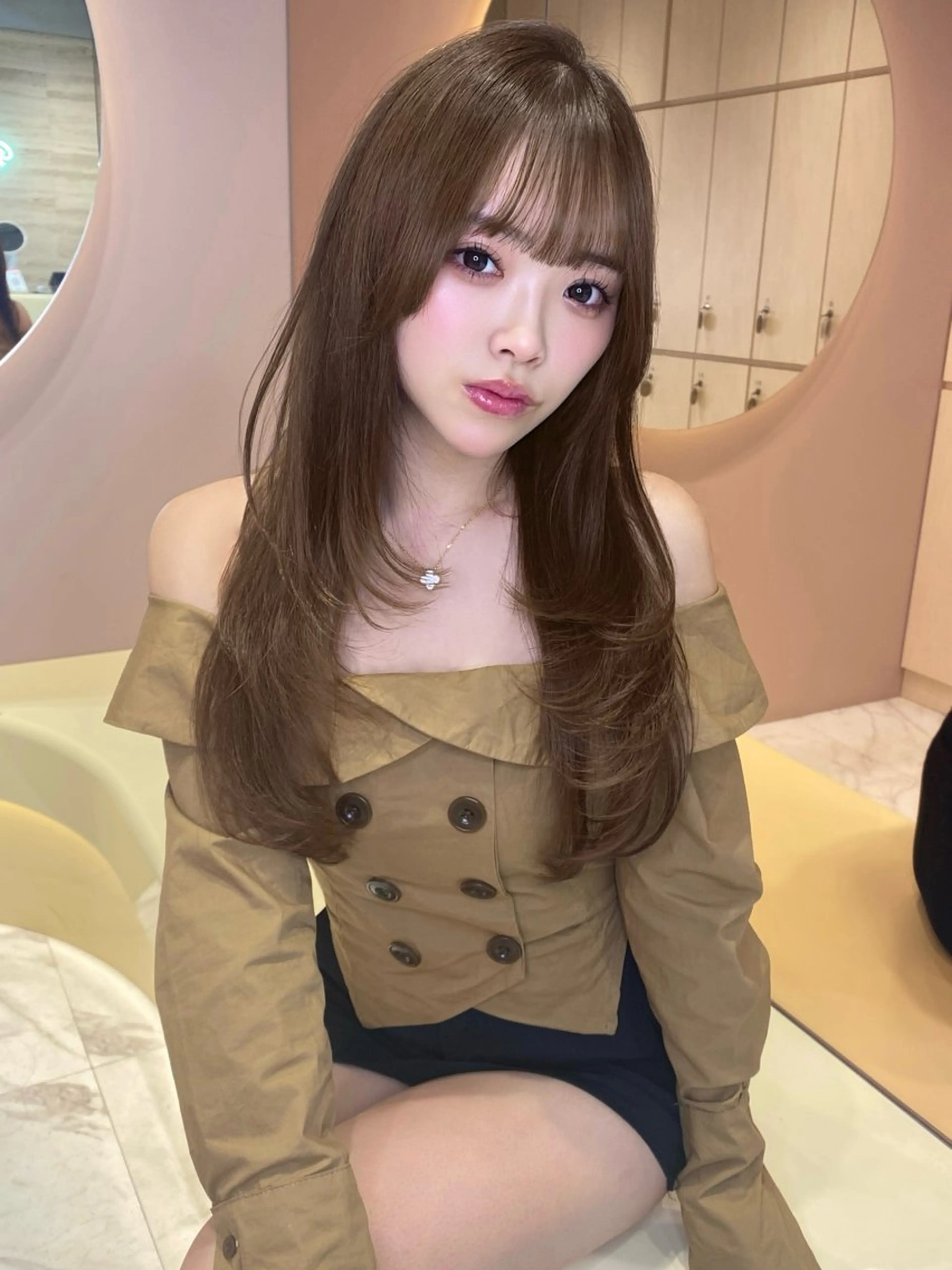 ロング カラー ブリーチ カット ヘアカラー 髪質改善/はるみ🌙 韓国レイヤーのヘアスタイル