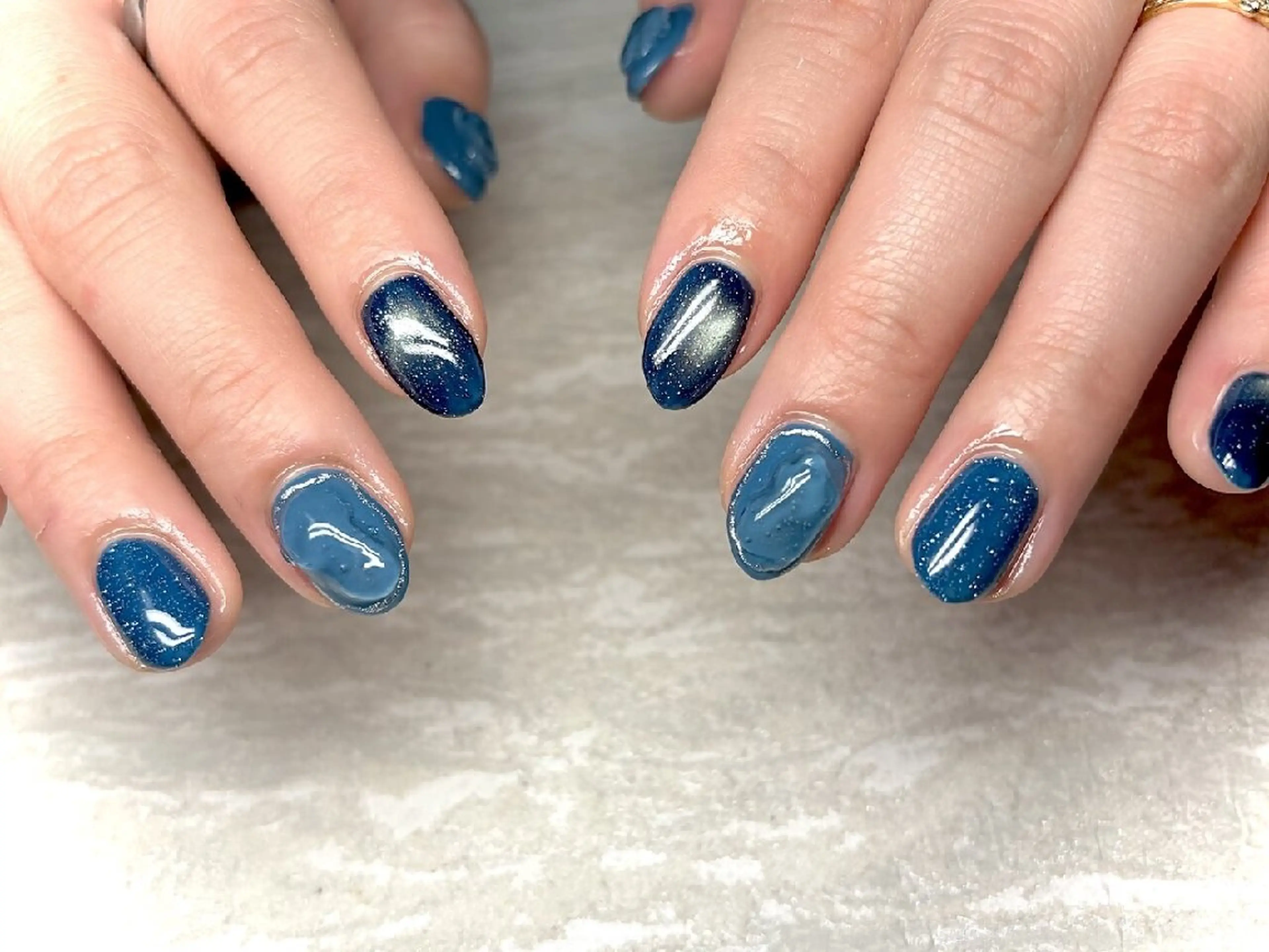 ネイル アートネイル ブルー 入学式 フラッシュネイル 卒業式 ハンドネイル JULIE NAILのネイルデザイン