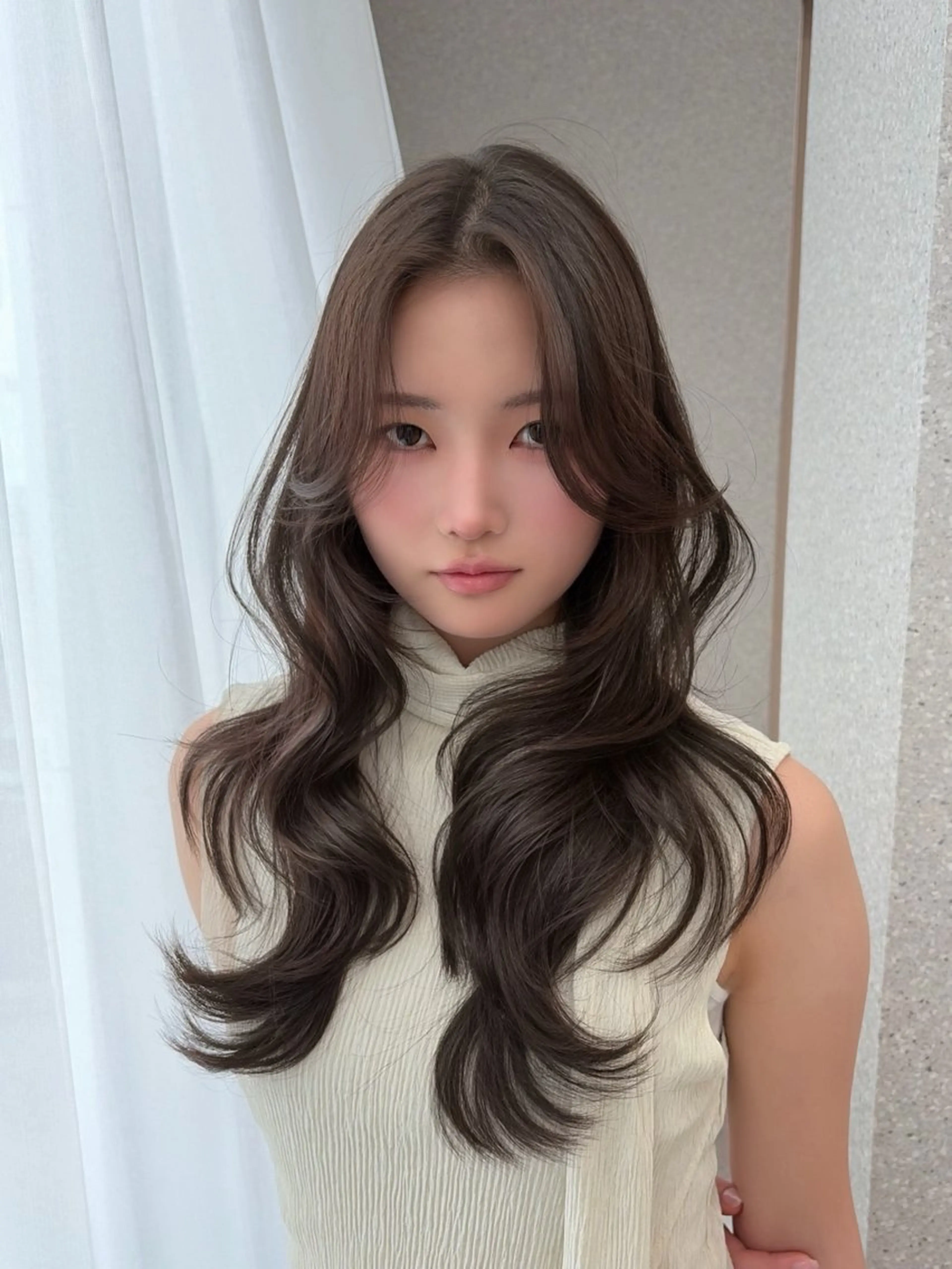 ロング カラー ハッシュカット 髪質改善 韓国風ヘア レイヤーカット カット ヘアカラー トリートメント 当日予約/天神美容室 HACKのヘアスタイル