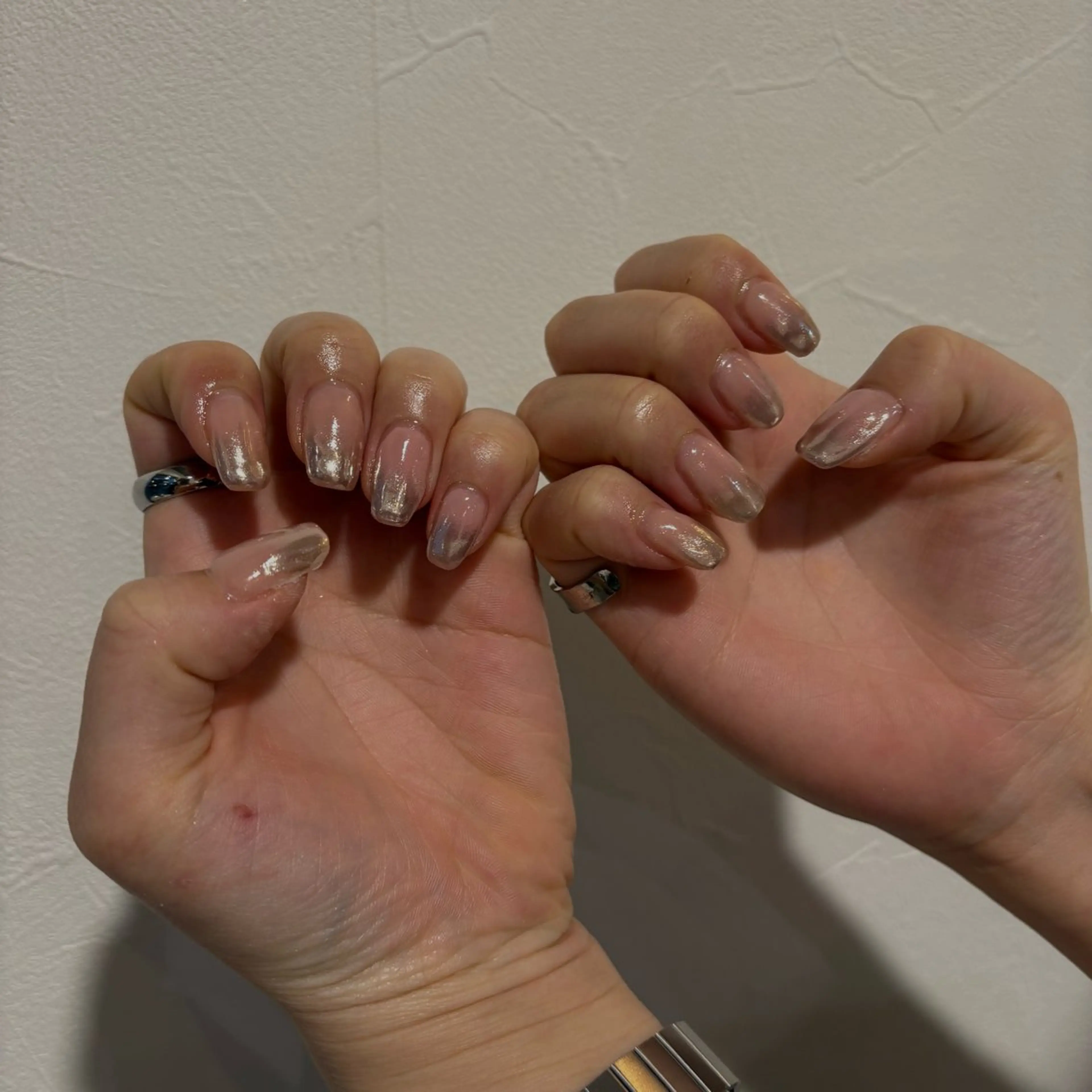 ネイル アートネイル 長さ出し グラデーション 韓国ネイル ミラーネイル vante_aimi .パラジェル取扱店のネイルデザイン