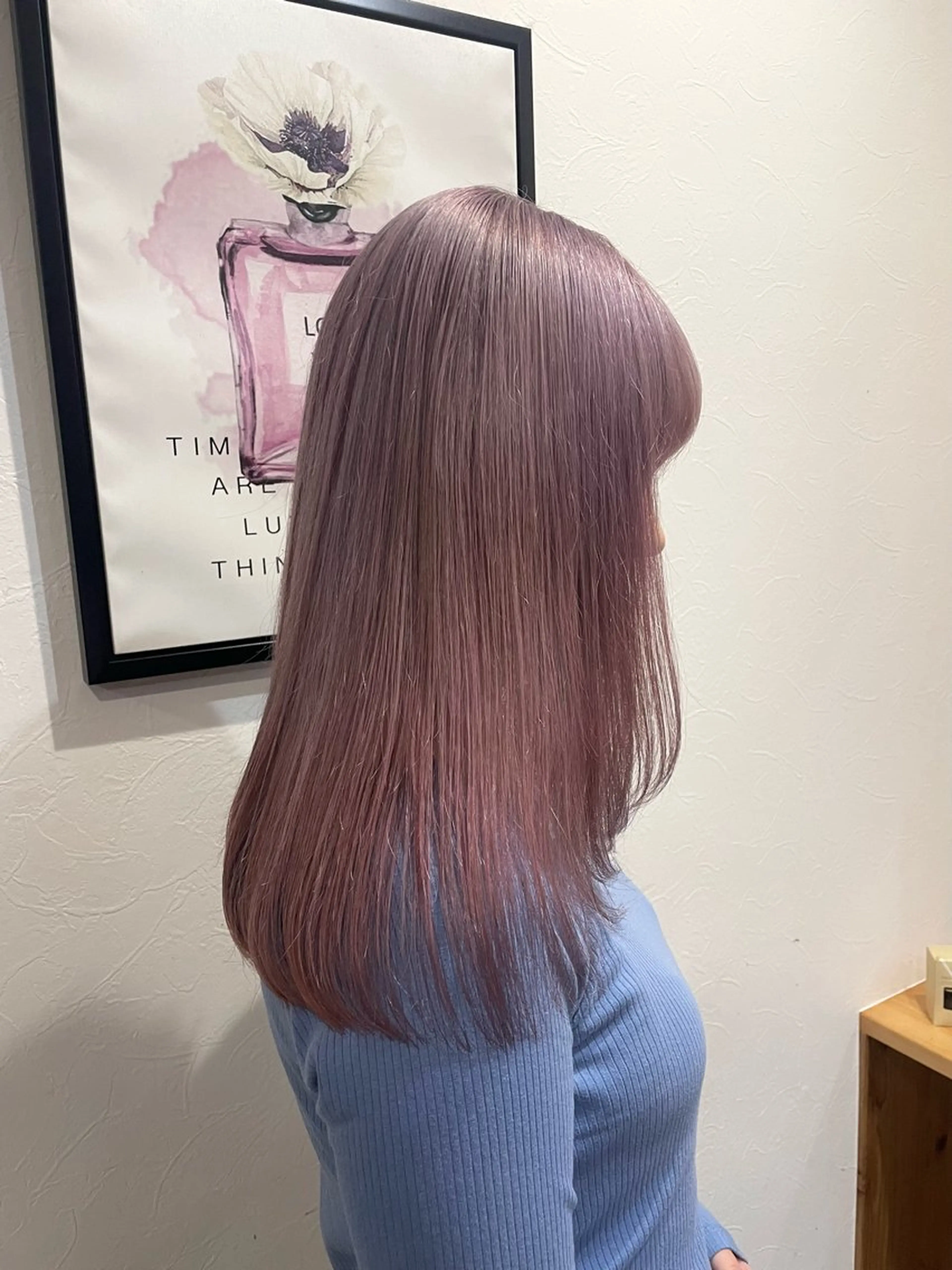 セミロング カラー ベージュカラー ブリーチ 透明感カラー ピンクカラー ピンクベージュ 透明感/ハイライト 🌺MOMOKAのヘアスタイル