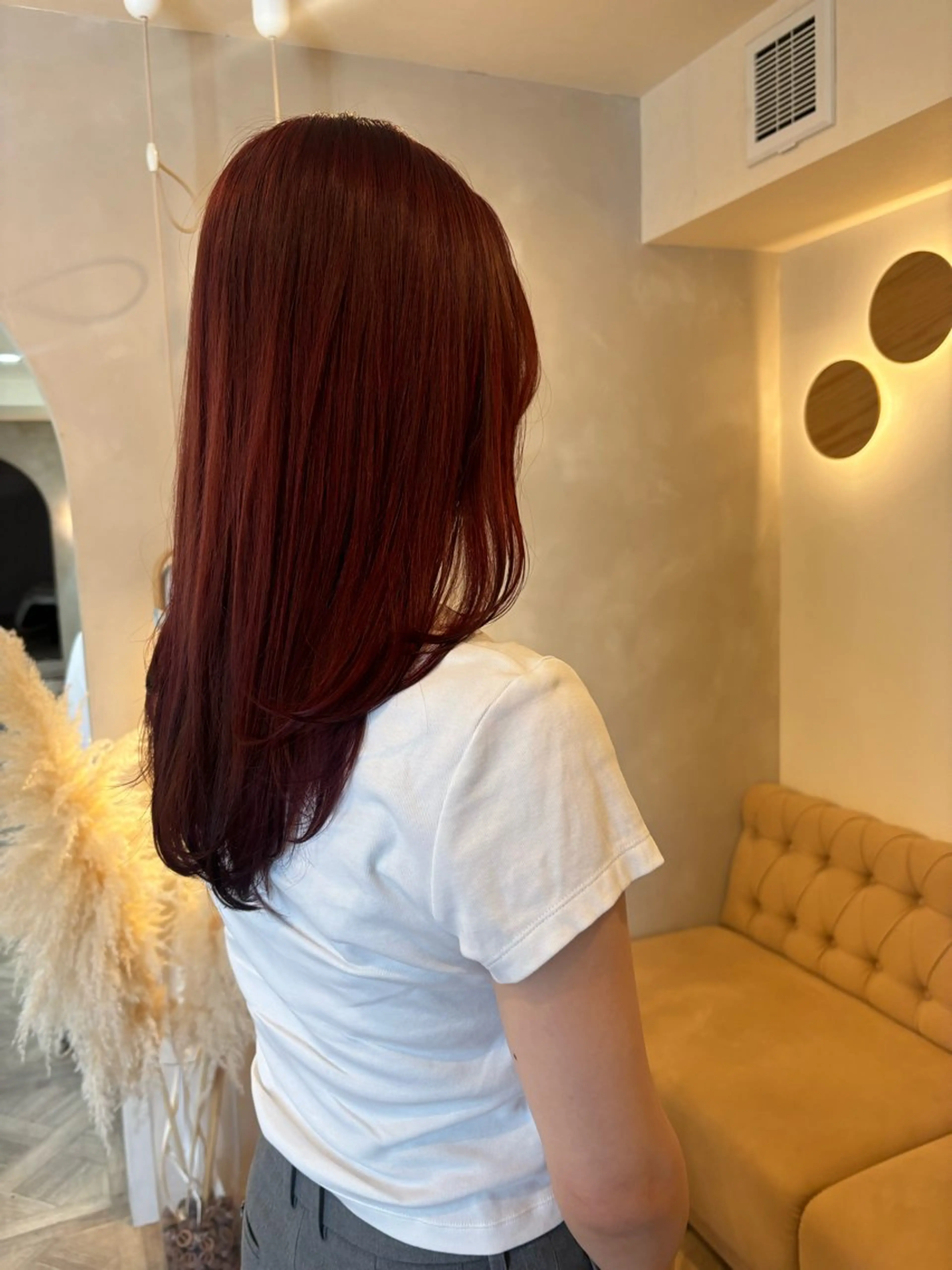 セミロング カラー ヘアカラー トリートメント ミルクティ/ピンク/ レイヤー/yuriaのヘアスタイル