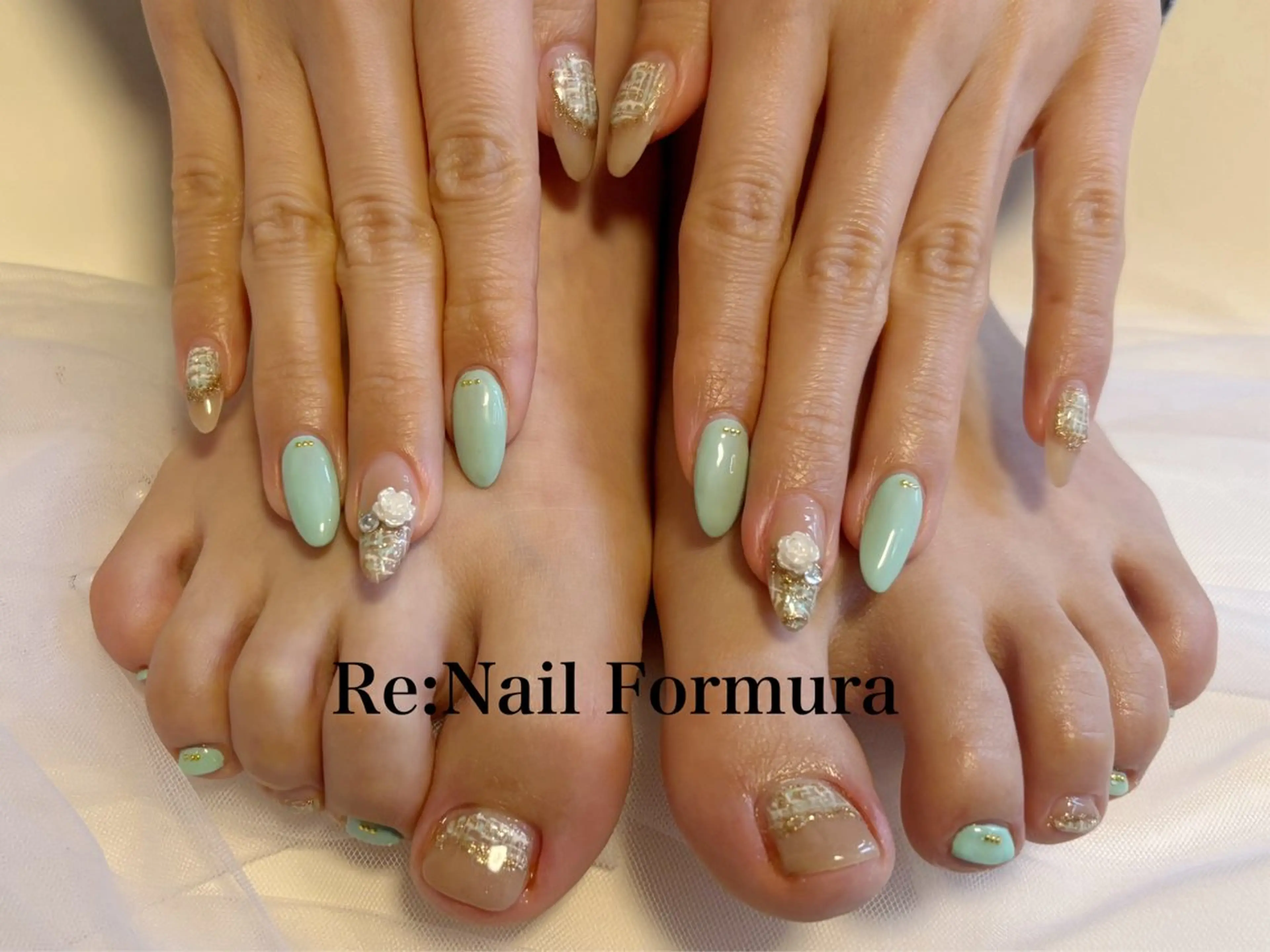 ミディアム ハンドネイル フットネイル kido chieのネイルデザイン