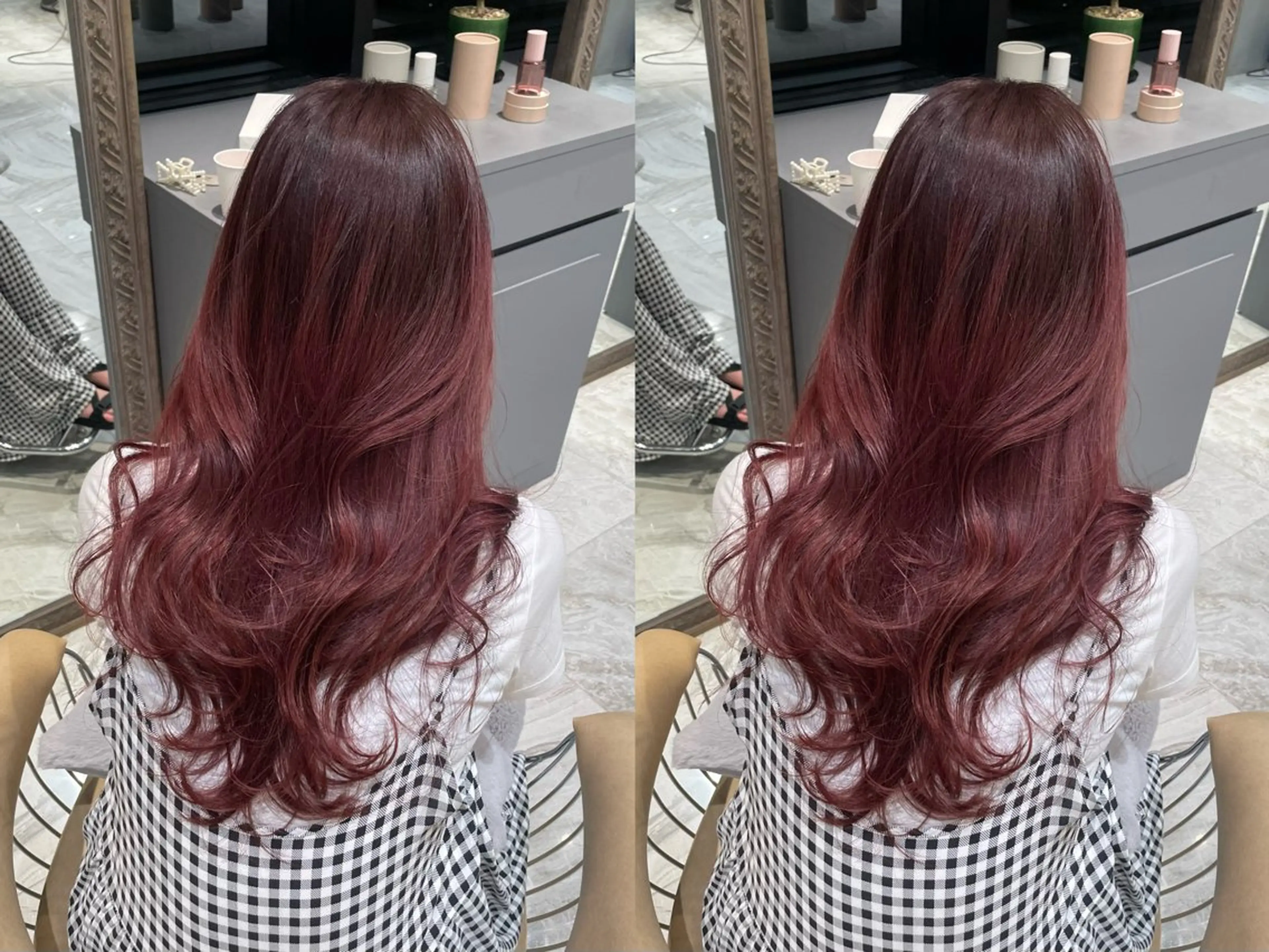 カラー ゆらんちょ/ブリーチ 無w/縮毛矯正/暖色のヘアスタイル