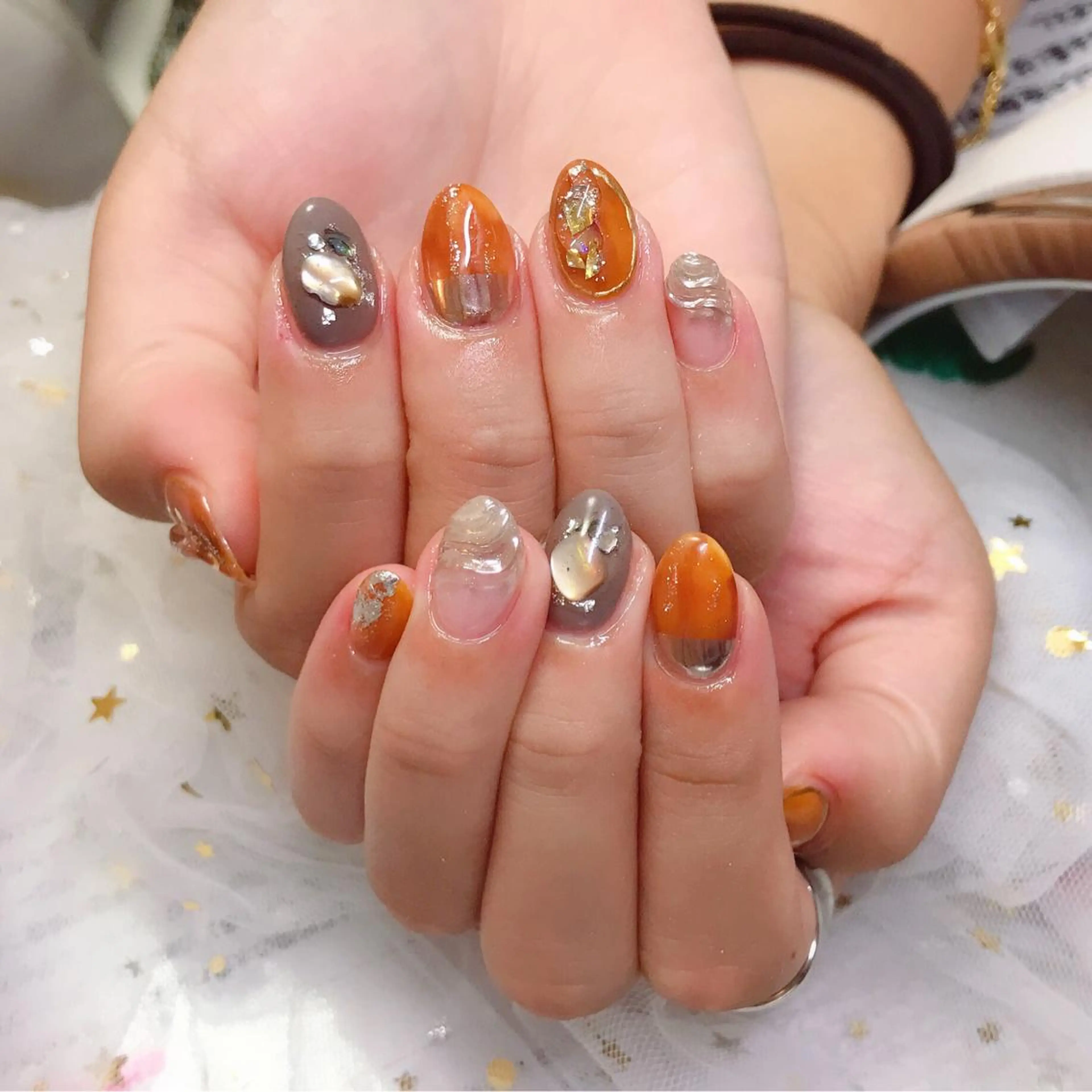 ショート カラー ネイル アートネイル フレンチネイル ミラーネイル Q Free nailsのネイルデザイン
