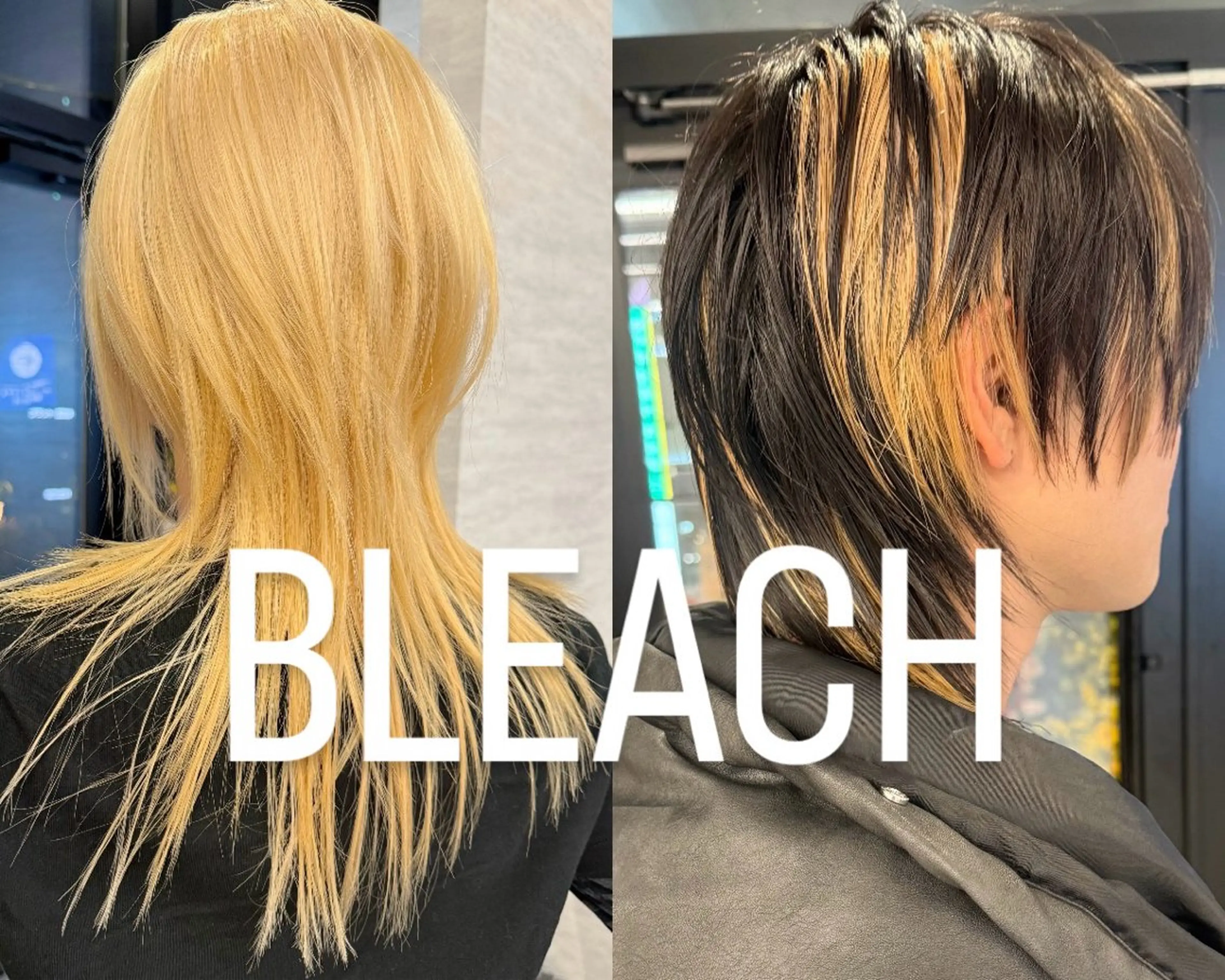 カラー ブリーチ デザインカラー カット ヘアカラー 韓国リアルハッシュ レイヤーカットのヘアスタイル