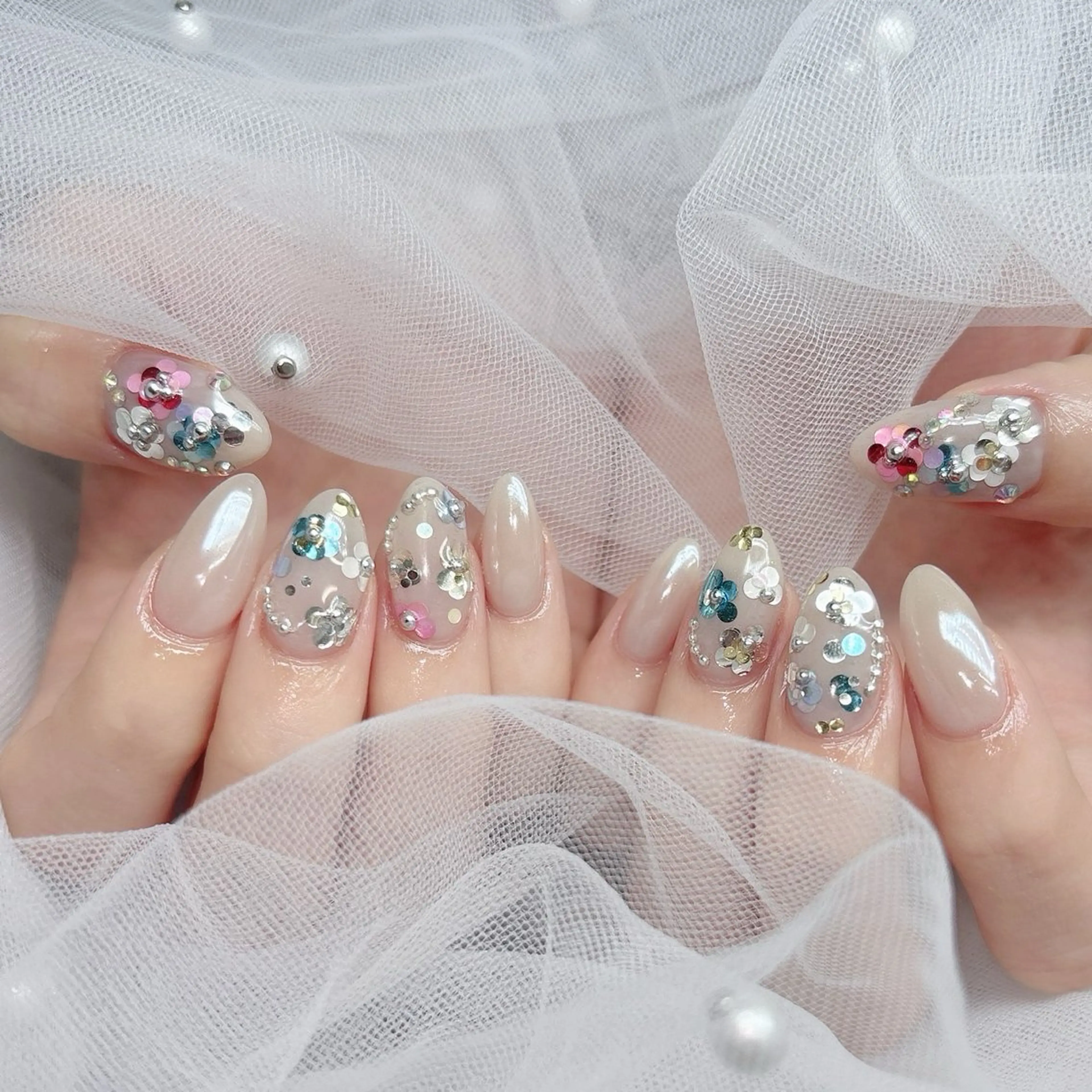 ネイル ミラーネイル 春ネイル ハンドネイル ハンドケア Epokku ネイルサロンのネイルデザイン