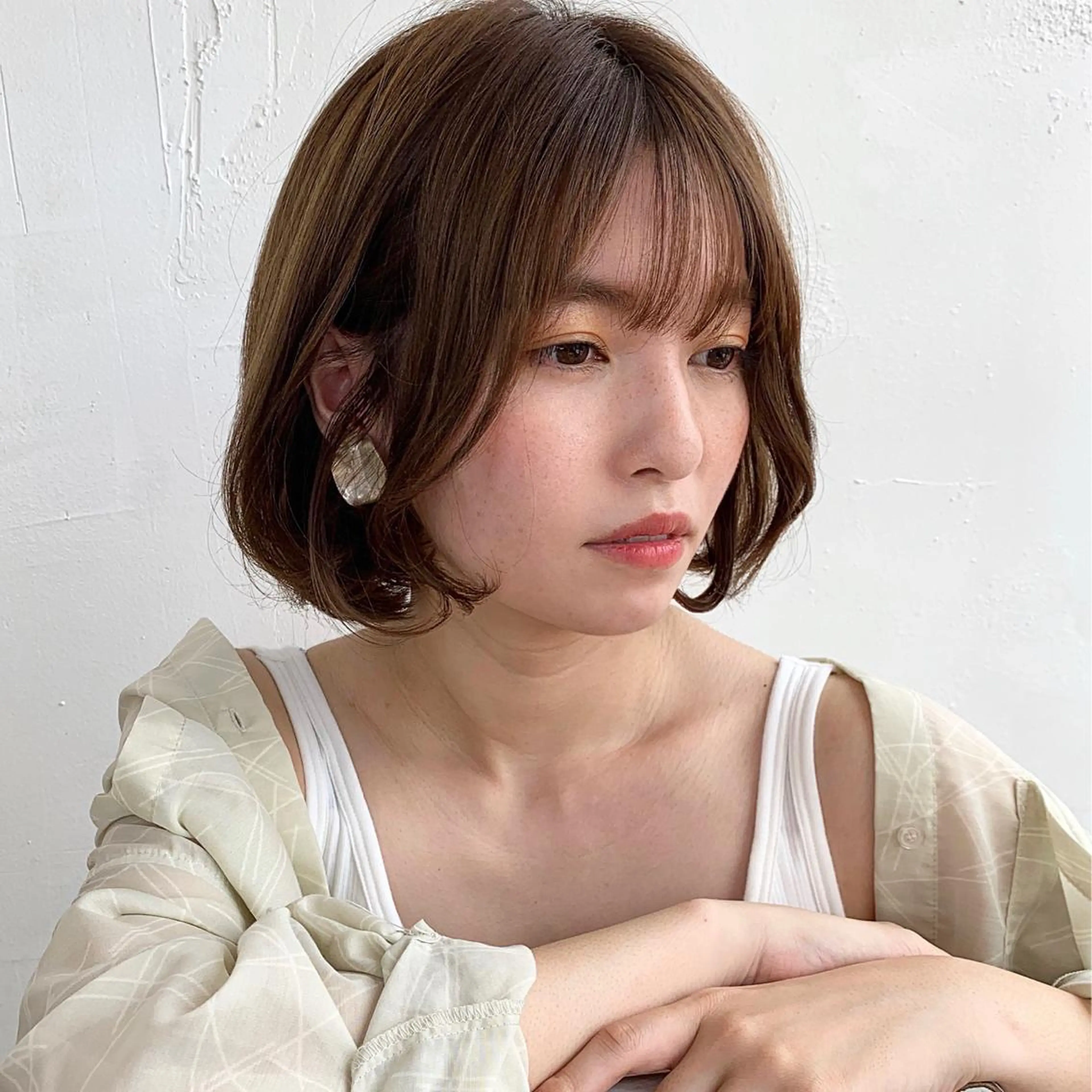 ミディアム カラー タンバルモリ 韓国風ヘア シースルーバング カット Sana / 韓国ヘア / カラーのヘアスタイル