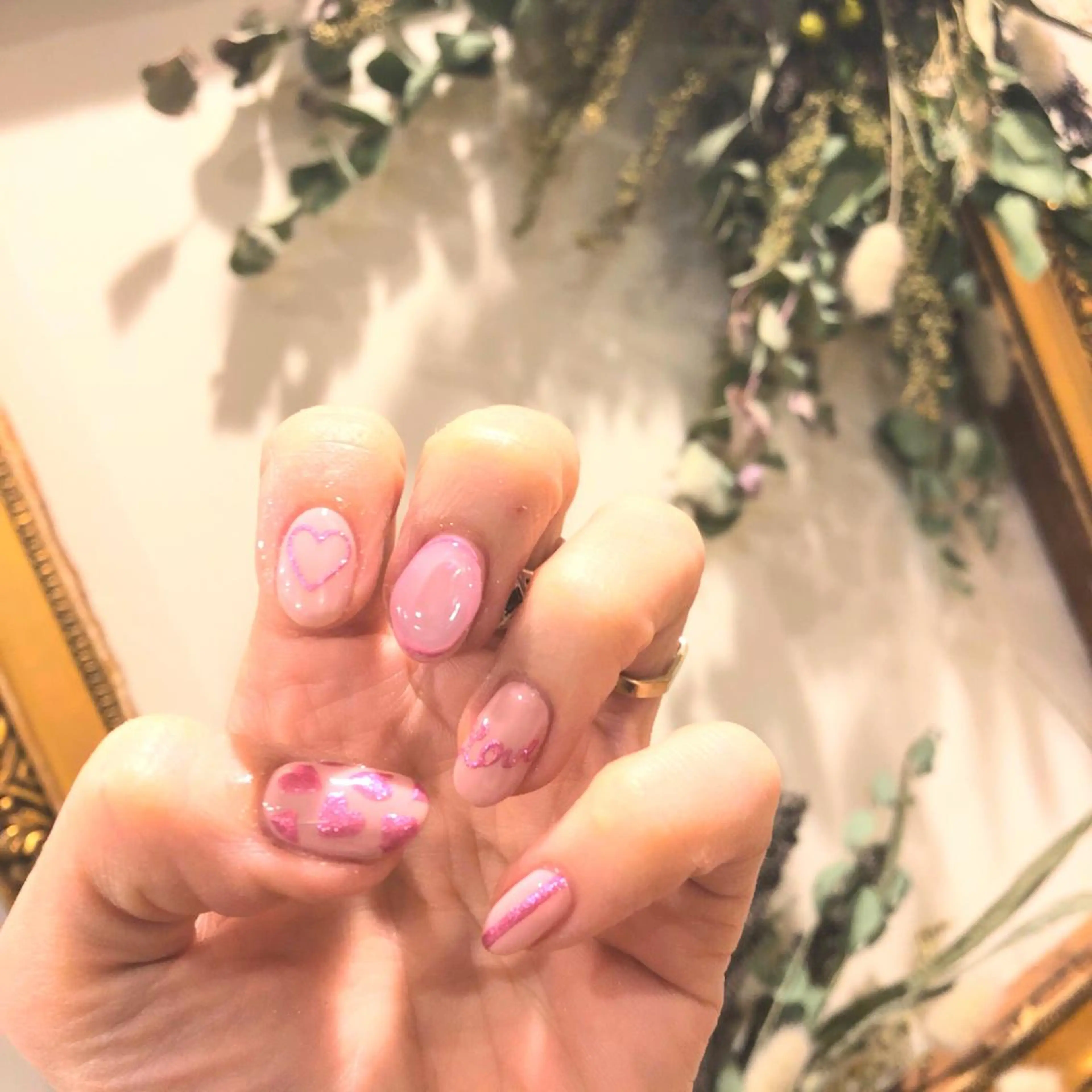 ネイル アートネイル ミラーネイル ピンク ハンドネイル 工藤 理恵のネイルデザイン